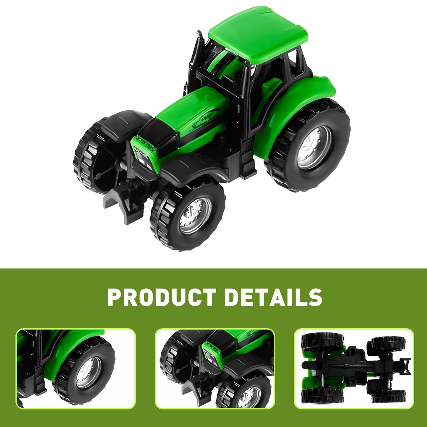12 Pieces Tractor Cake Topper Set with Tree Farmer Fences Mini Barn Animal Figurines for Farm Animal Theme Party Birthday Party Decorations
