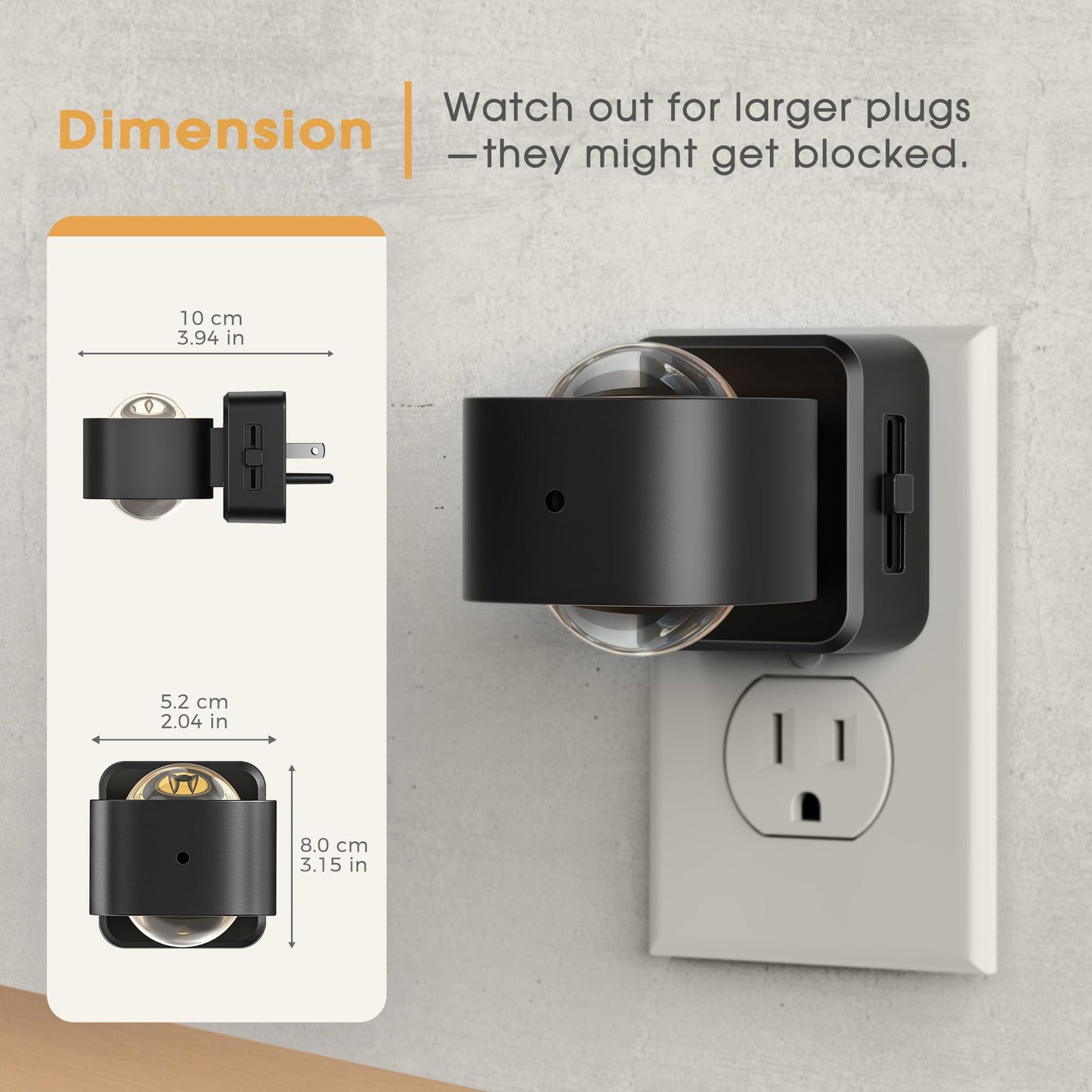 Briignite Night Light Projector, LED Night Lights Plug into Wall, 180° Rotating Night Light for Kids, Dusk to Dawn Sensor, 0-150LM Dimmable, Warm White Ambient Lighting for Bathroom, Gifts, 2 Pack