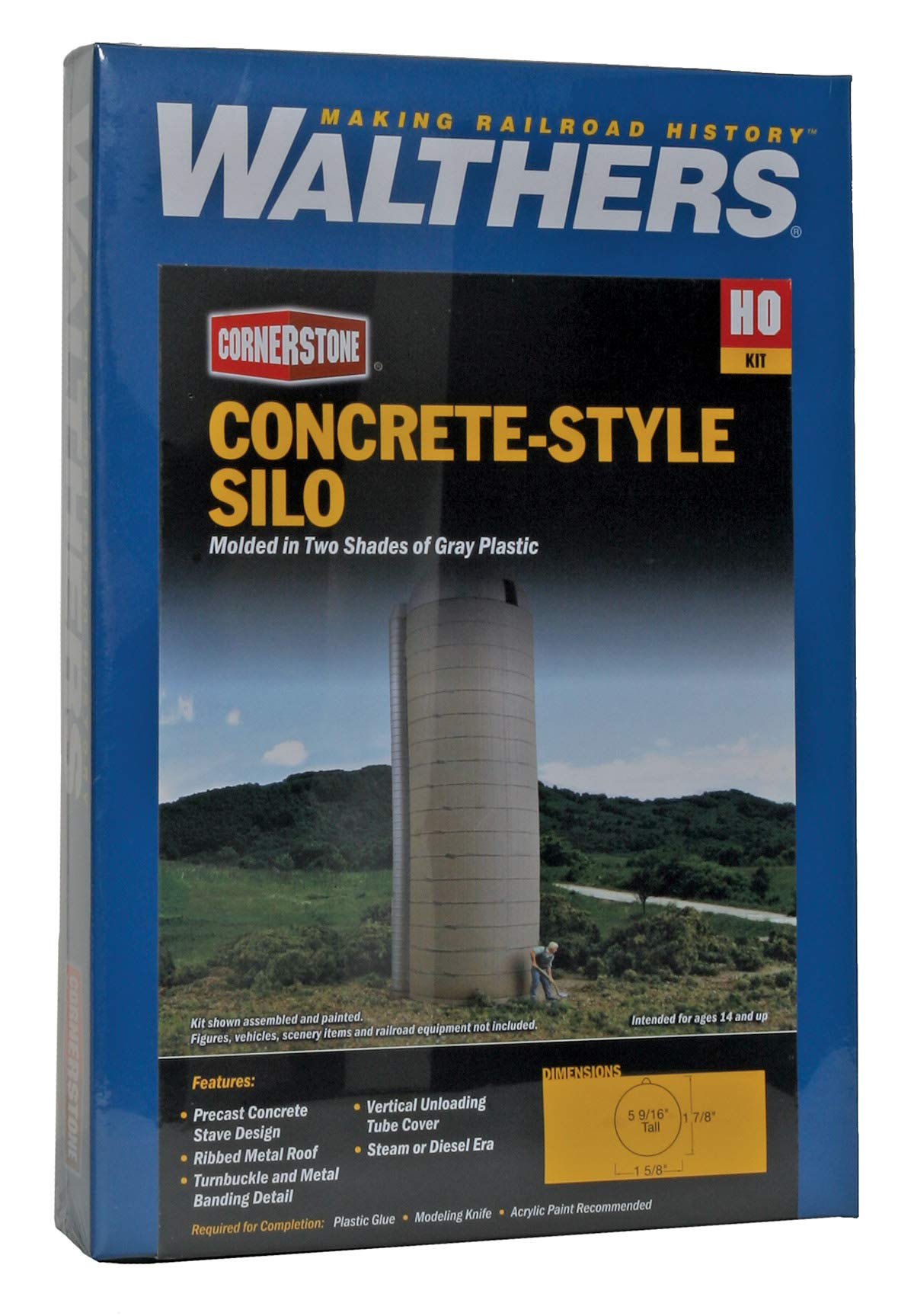 Walthers Cornerstone Concrete-Style Silo 933-3332 HO Scale Model Railroad - Structure Kit