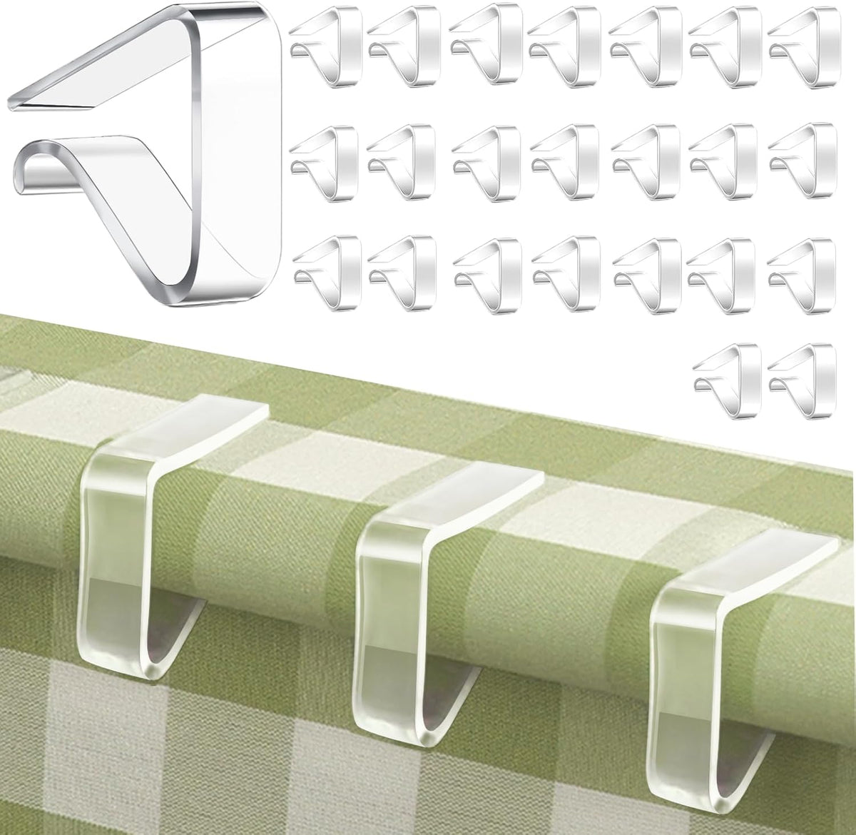 24 Pcs Clear Table Cloth Holder Clips for Thick Tables, Plastic Tablecloth Clips for Outdoor Tables, Picnic Table Cover Clips Clamps for Wind, Table Cloth Clips for Party Camping Christmas Birthday L