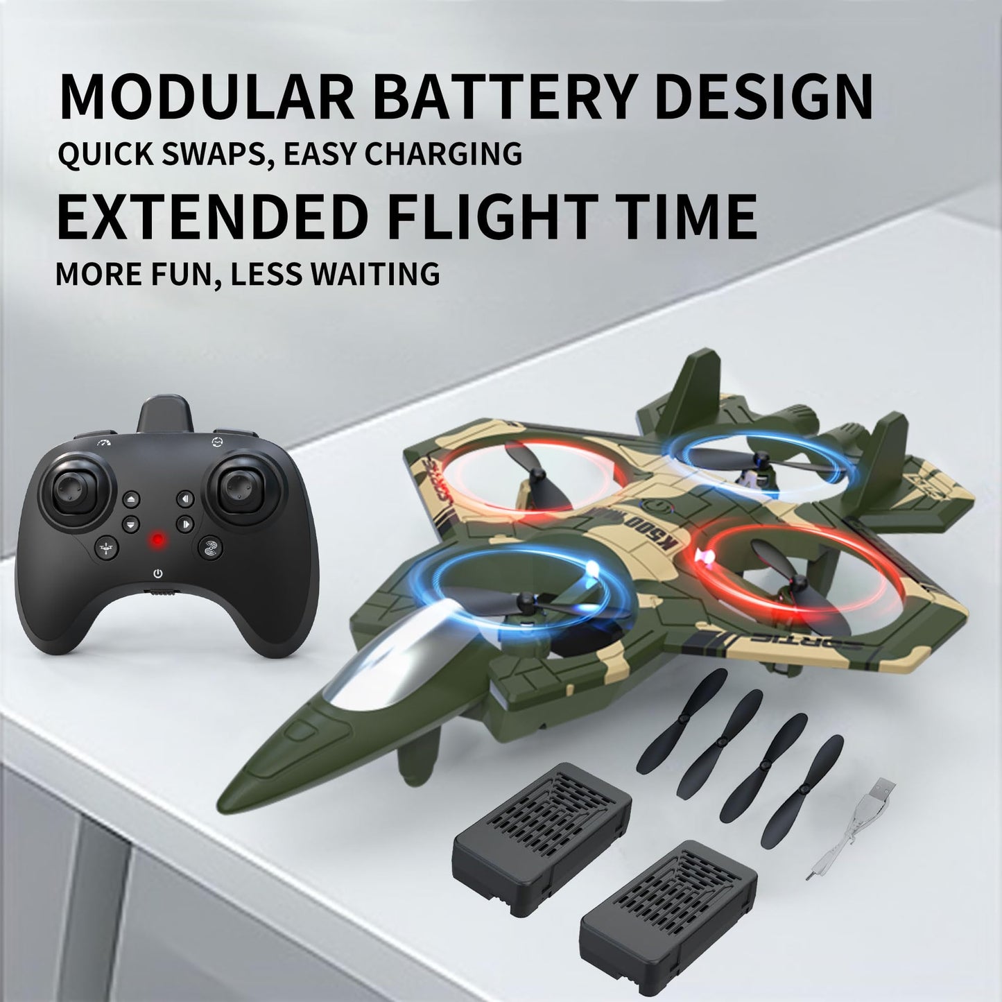 Hnvuxs Fighter Mini RC Airplane for Kids and Beginners - Hand Launch Stunt Drone with Auto Hover, 3D Flips, Easy Joystick Control, 3 Speeds, Propeller Guards, Indoor Outdoor Toy Gift