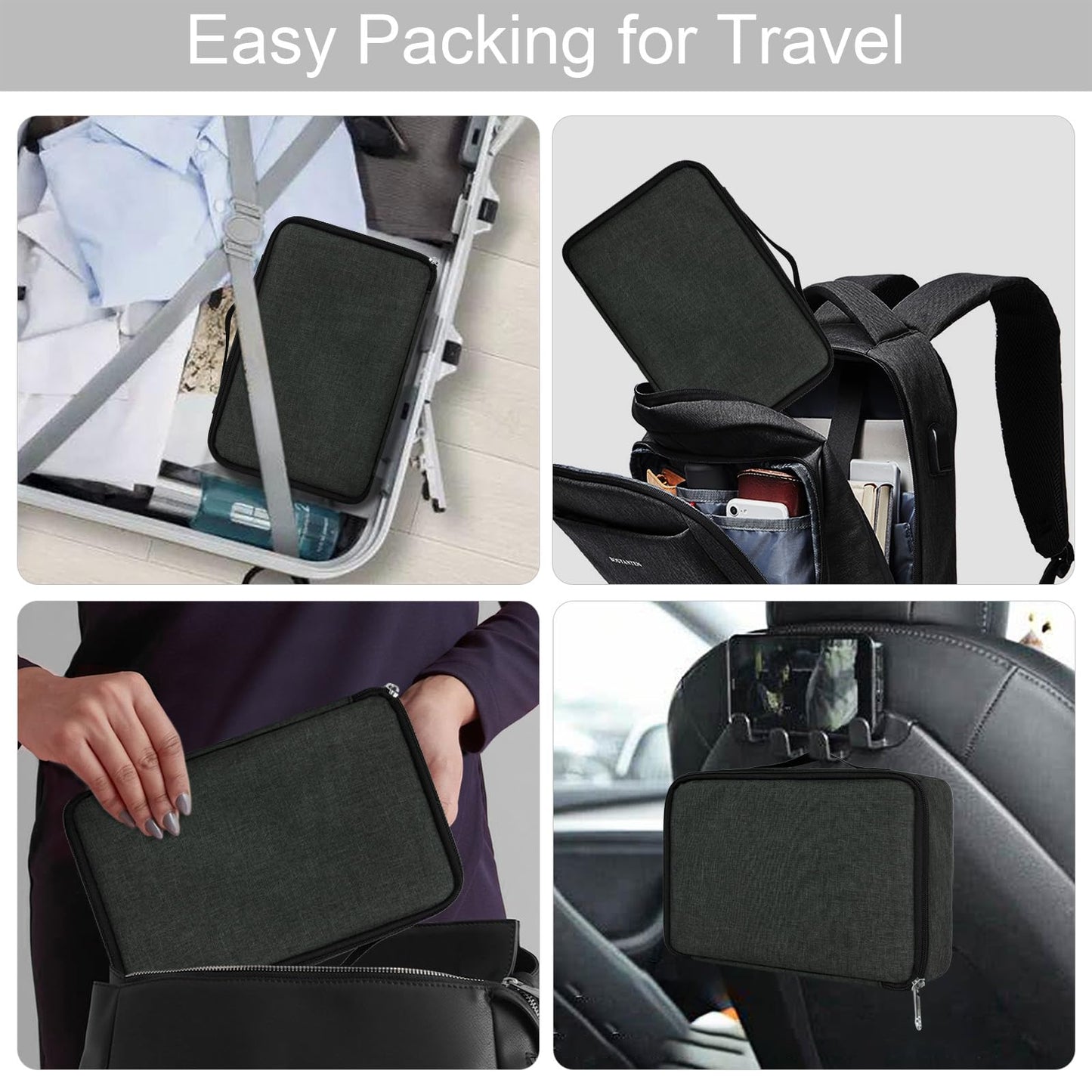 Bukere Travel Sunglasses Organizer Case, Adjustable Slot For Multiple Pairs, Portable Eyeglasses Storage Box for Men Women