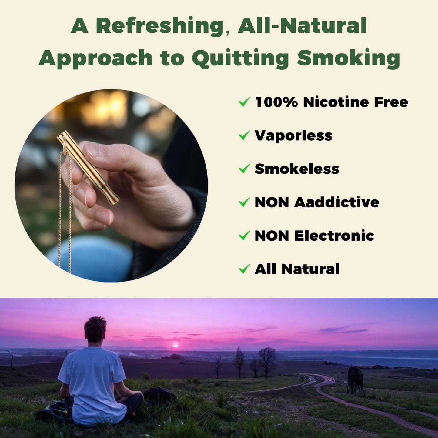 LAMKHOO Breathing Necklace to Quit Smoking and Vaping with Refillable Mint Pods Stop Smoking Aids Fidget Necklace Smokeless Inhaler for Adults