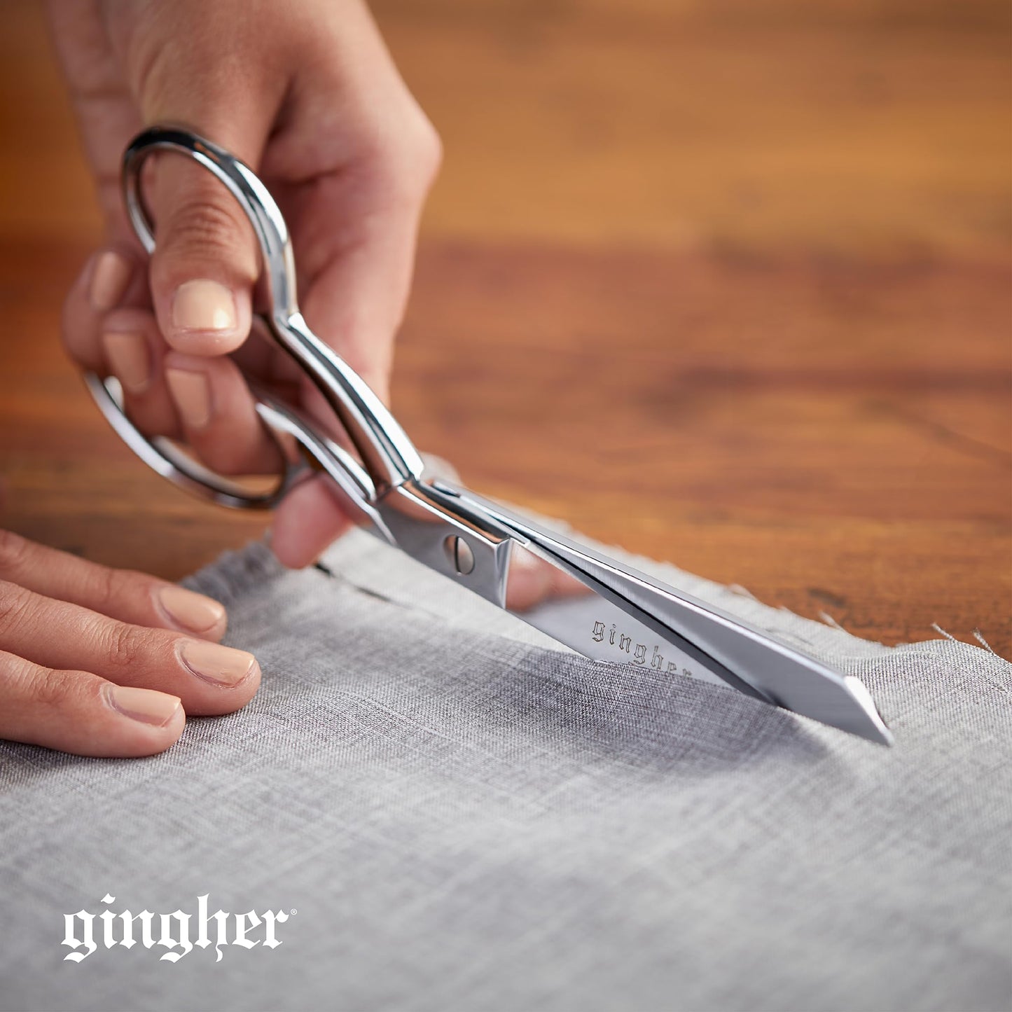 Gingher 8" Dressmaker's Fabric Scissors, Stainless Steel Shears, Sharp Knife Edge Steel Sewing Shears with Protective Sheath for Fabric Cutting and Tailoring, Chrome Plated Nickel Finish