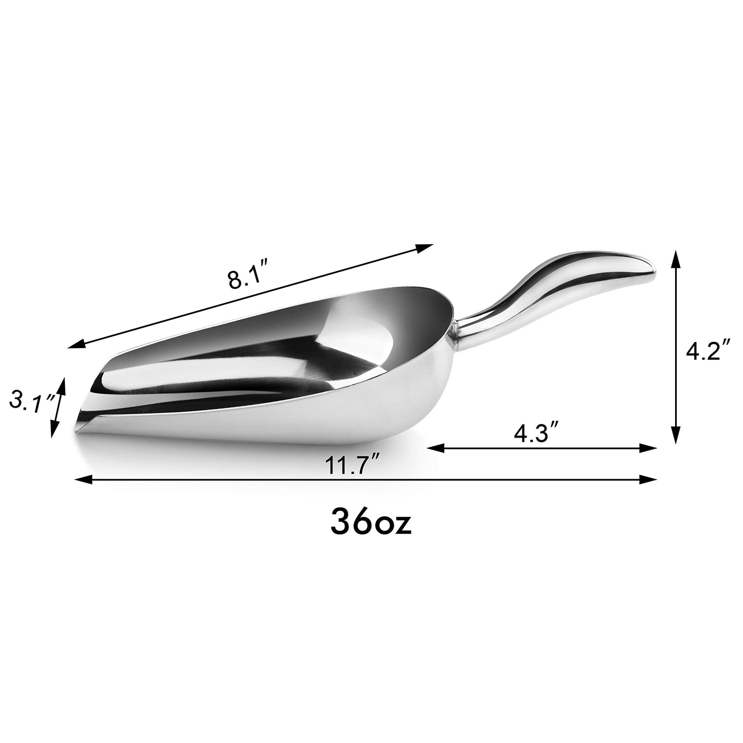 New Star Foodservice 1028546 Stainless Steel Bar Ice Flour Utility Scoop, 36-Ounce