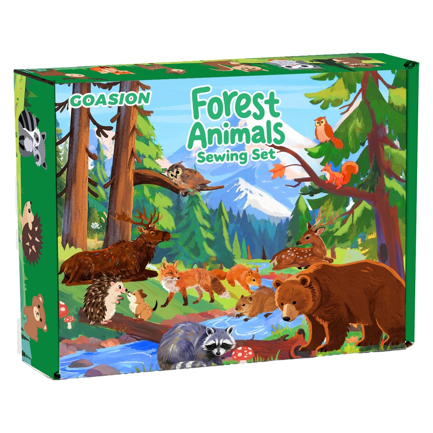 GOASION Sewing Kit for Kids, Woodland Animals Kids Sewing Kit, Pre Punched Design for DIY Hanging Decorations, Sewing Tit for Beginners Age 8-12, Boys & Girls Birthday Gift