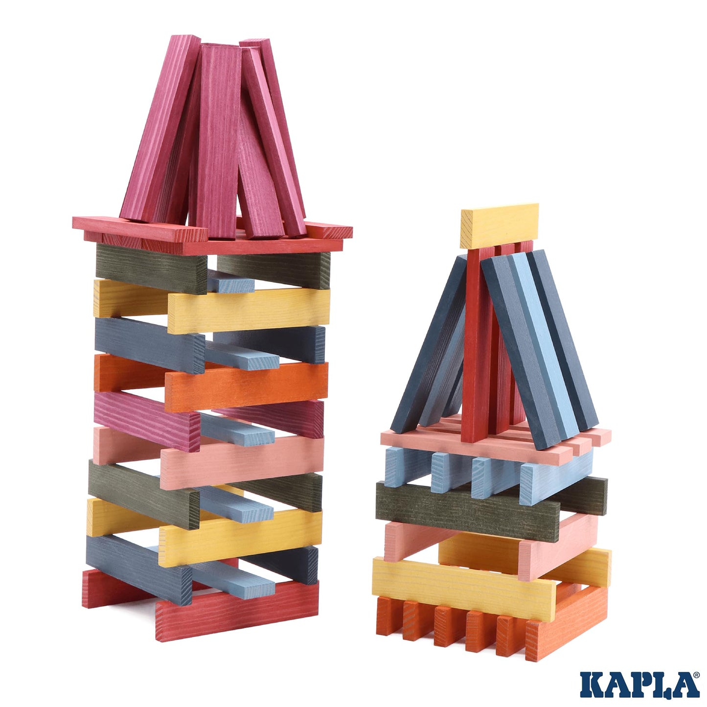 KAPLA 100 Octocolor Case - Wooden Construction Set 100 Colored Building Planks