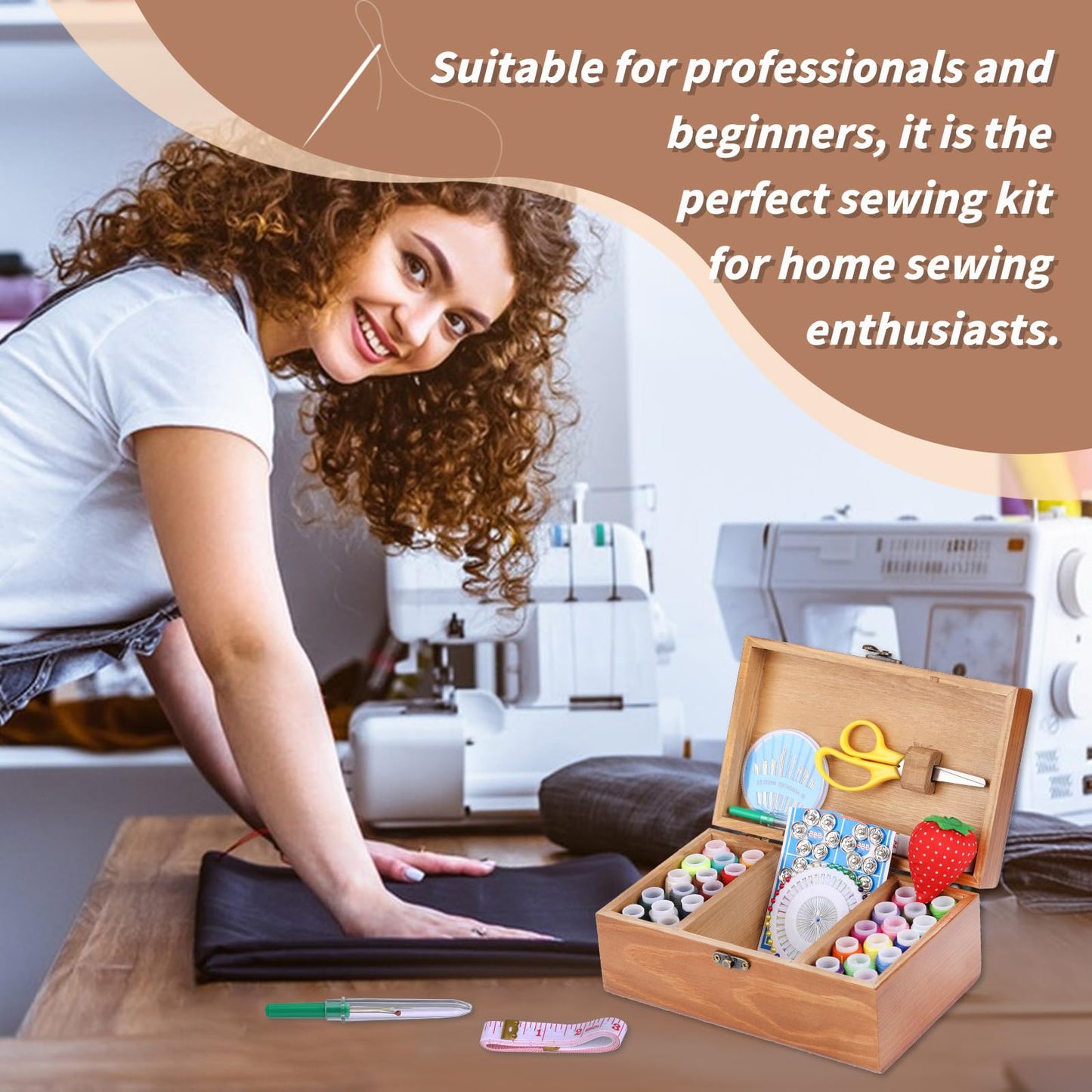 Basic Sewing Kit 196 Pcs Sewing Accessories and Supplies Sewing Repair Kits Hand Sewing Kit with StitchingThread Needle Pin Cushion Button for Travel, Camping, Home DIY