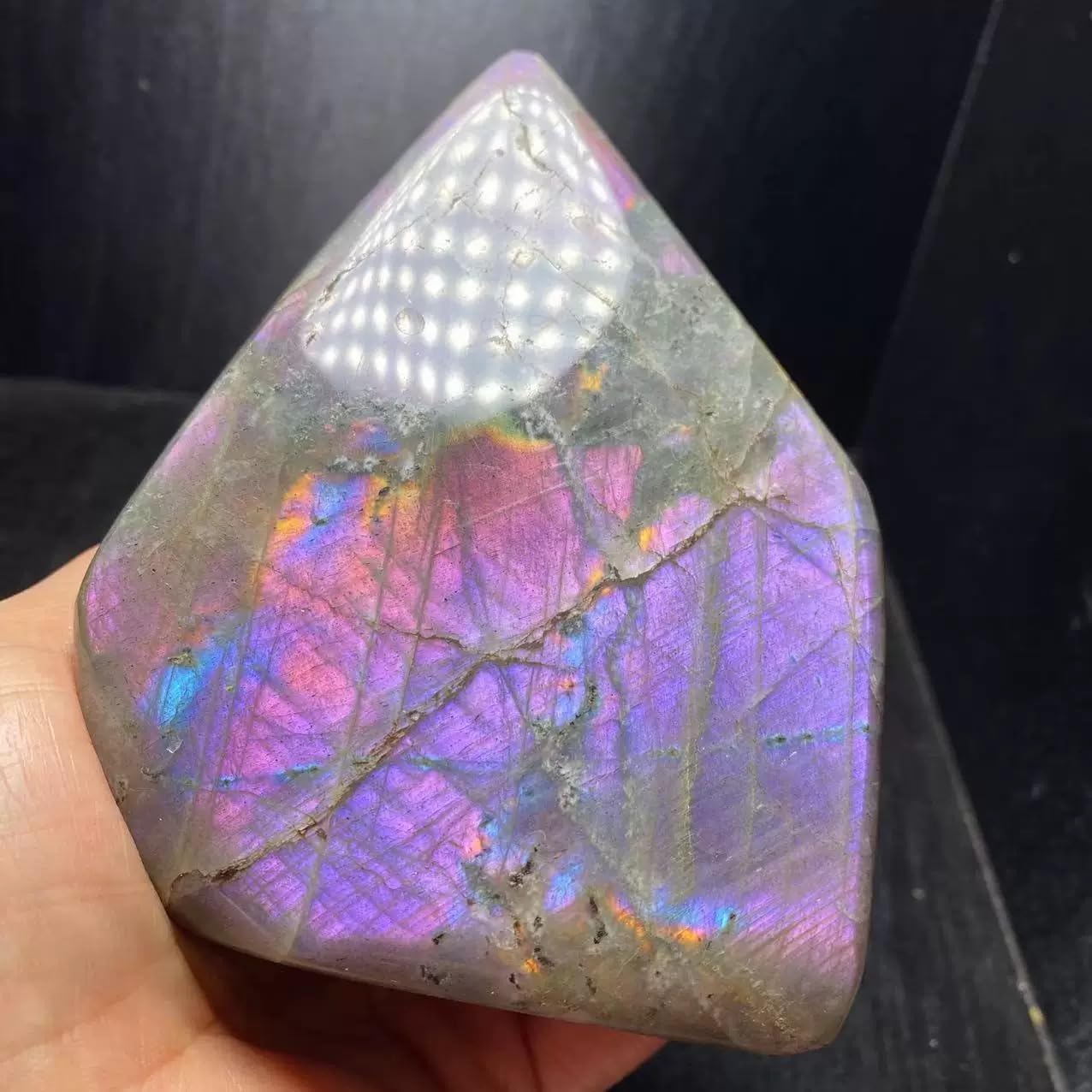 Natural Purple Flash Labradorite Crystal Stone – Natural Polished Healing Crystal for Chakra Balancing, Protection & Spiritual Energy, Decorative Meditation Stone (0.1-0.5LB)
