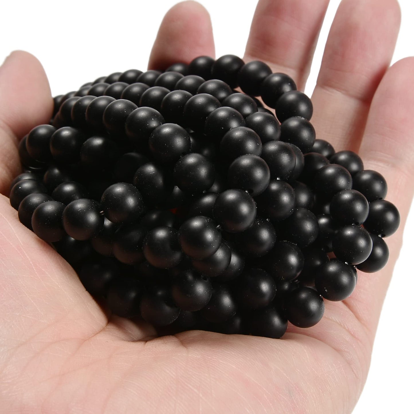 jodaying 10mm Black Onyx Matte Round Natural Gematone Loose Beads for Jewelry Making DIY 1 Strand 15"