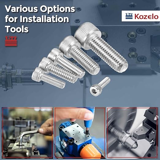 Kozelo 4pcs Socket Head Cap Screws - [M4-0.7 x 145mm] 304 Stainless Steel Allen Socket Drive for Electrical Motor 3D Printing Fan Engine Replacement Use, Silver