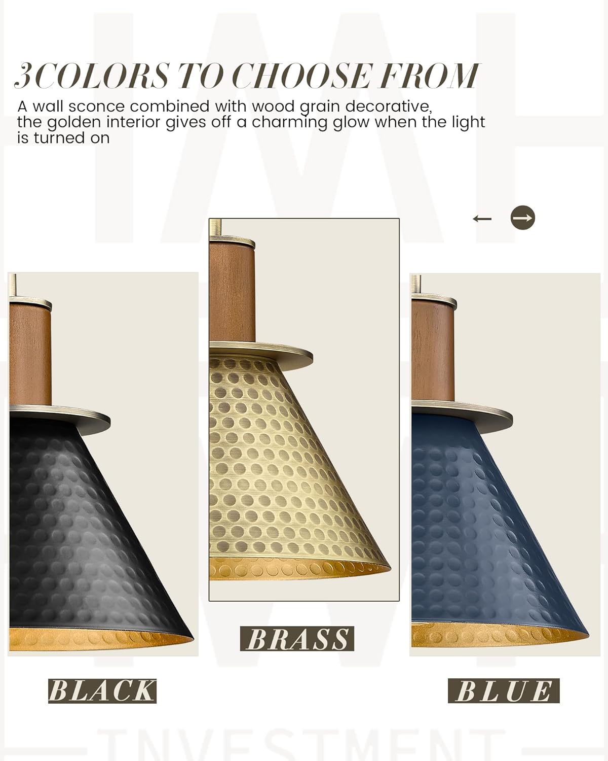 Industrial Wall Sconces Set of Two, HWH Indoor Wall Light Fixtures Gooseneck Barn Light, Single Wall Vanity Lamp for Bedroom Bedside Kitchen, Hammered Metal Shade, Antique Brass Finish, 5HZG74B-2L BG