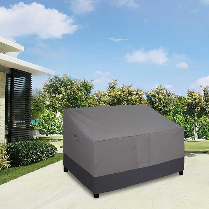 Easy-Going Waterproof Outdoor Loveseat Cover Heavy Duty Patio Furniture Couch Cover Windproof Durable (54Wx38Dx35H inch, Gray/Dark Gray)