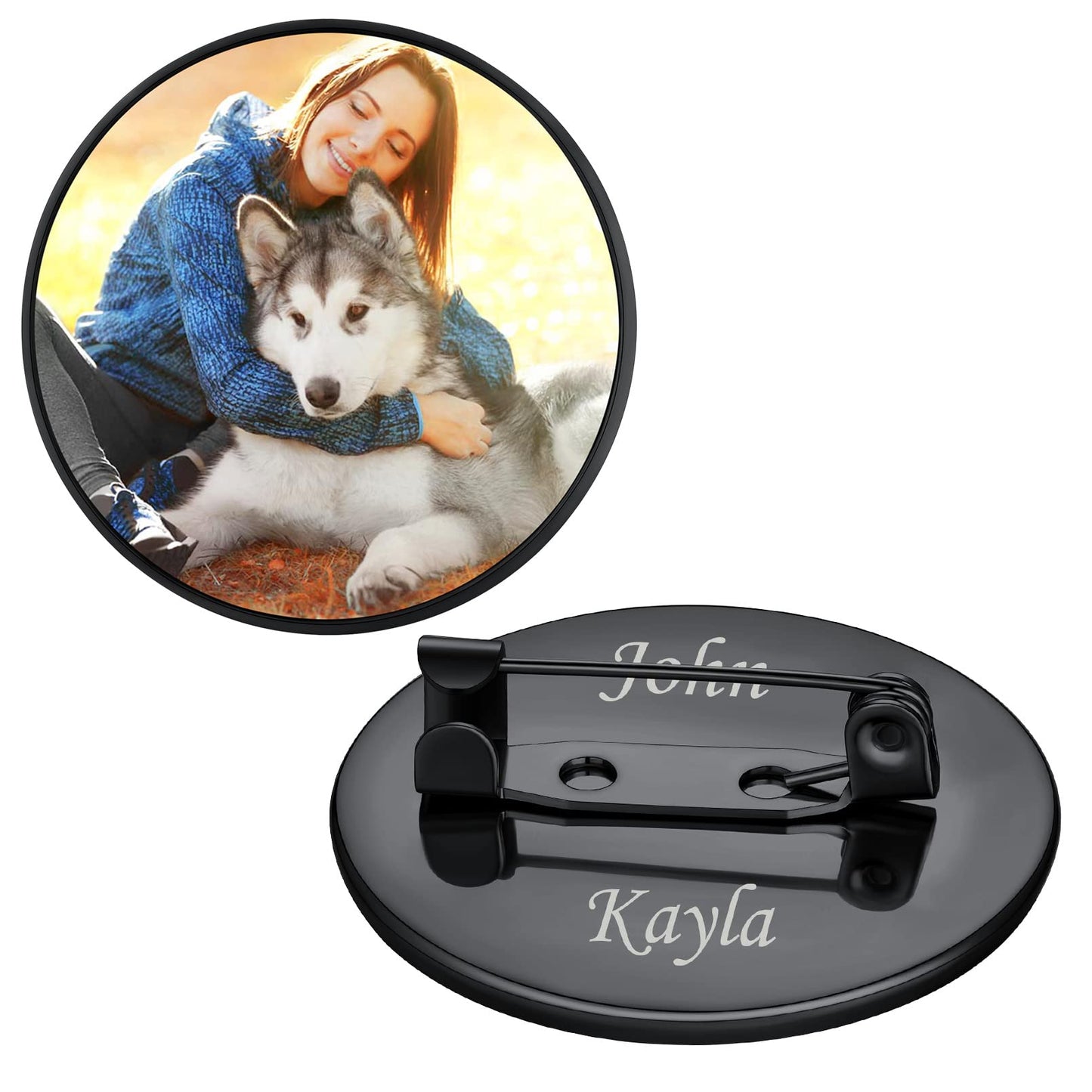 Custom4U Black Pin with Picture for Groom Personalized Wedding Bridal Memorial Bouquet Charm