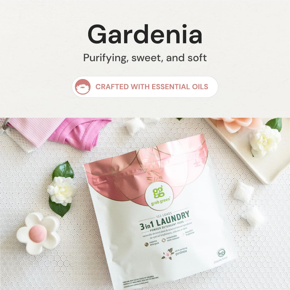 3-in-1 Laundry Detergent Pods, 60 Count, Gardenia