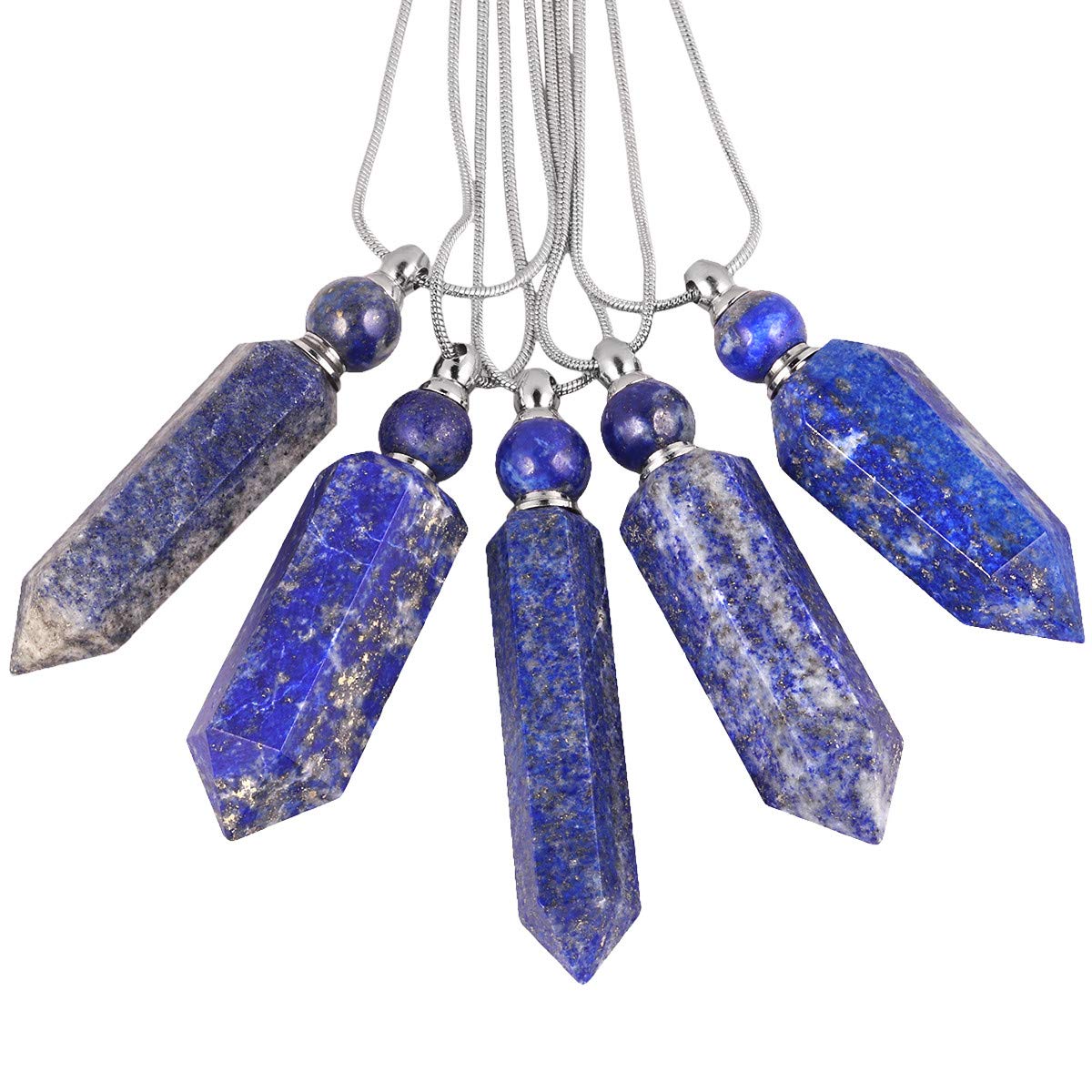 TUMBEELLUWA Essential Oil Diffuser Aromatherapy Stone Pendant Necklace for Unisex,Healing Crystal Point Gemstone Necklace for Women and Men, Lapis Lazuli Stone