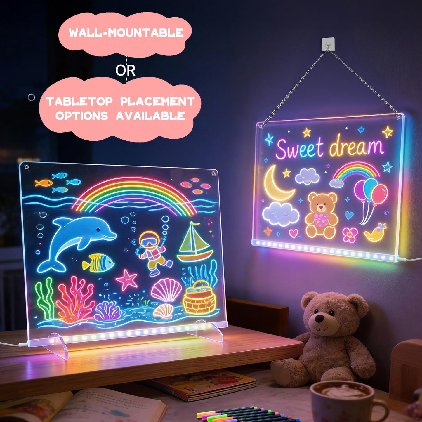 13"x10" Led Drawing Board for Kids, Includes Tracing Book, LED Note Board with 8 Colors, Kids Toy with 13 Light Effects, Light up Drawing Board for Girls & Boys Gifts Age 3+