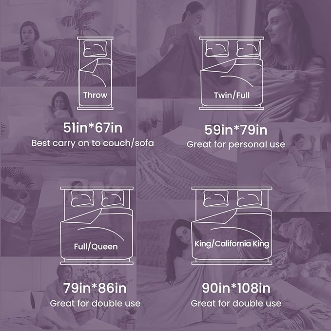 Elegear Revolutionary Cooling Blanket Throw Absorbs Heat to Keep Body Cool for Night Sweats, Arc-Chill 3.0 Cool Fiber Q-Max>0.5 for Hot Sleepers, Lightweight Summer Cold Blankets for Sleeping, Purple