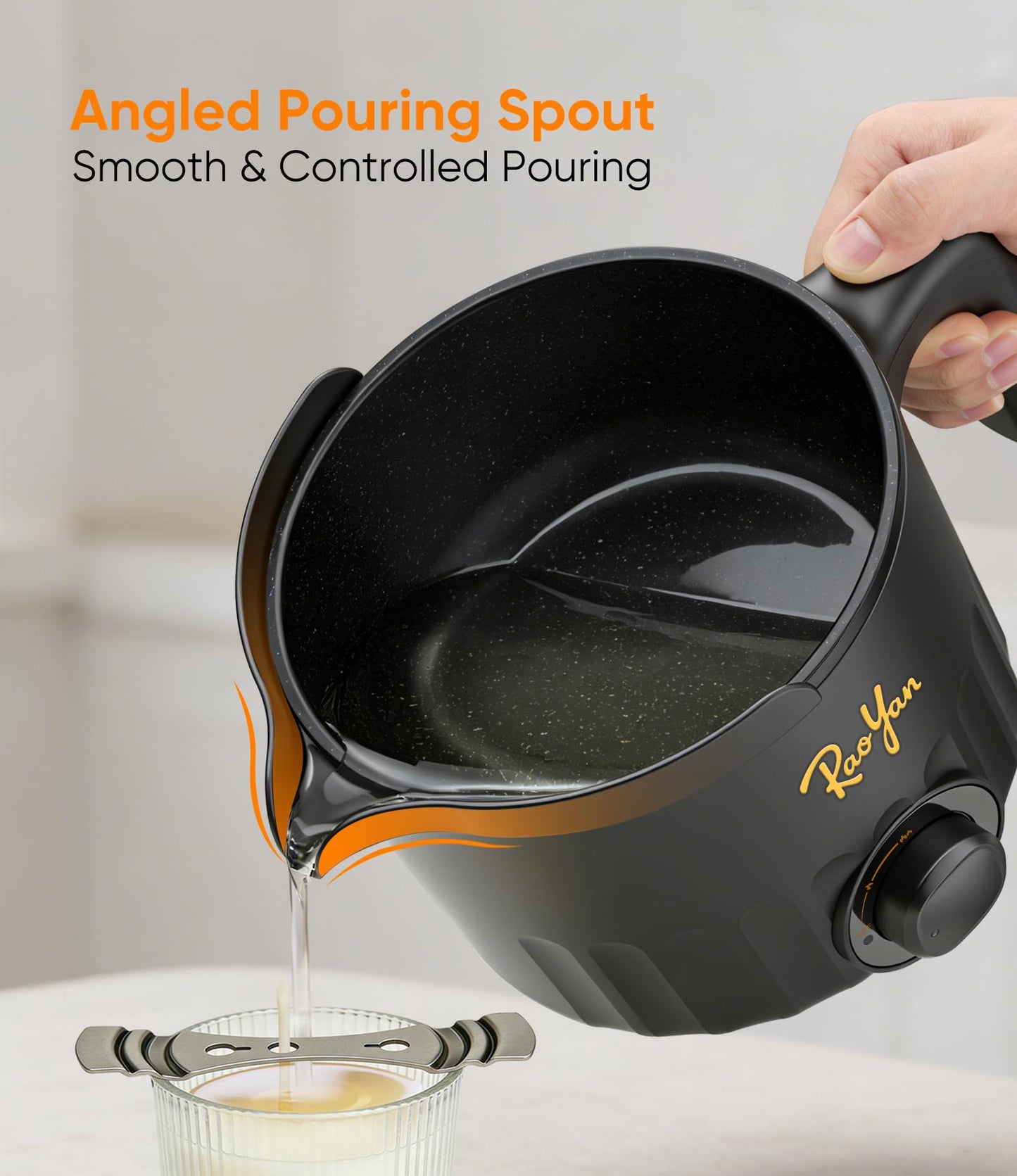 RAOYAN 1.5L Candle Wax Melter with Pour Spout, Candle Making Kit for Beginners and Adults, Wax Melting Pot for Candle Making with Stirring Spoon - Black