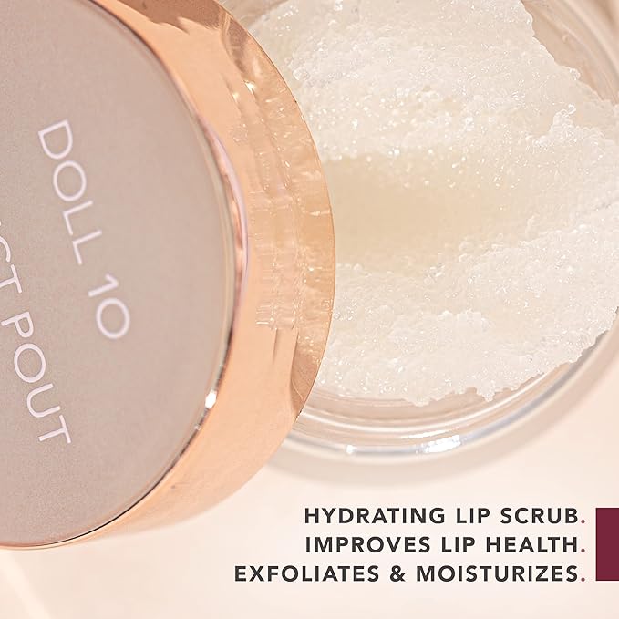 Doll 10 Perfect Pout Revitalizing Lip Exfoliant - Hydrating Plumping Nourishing Vegan Lip Scrub