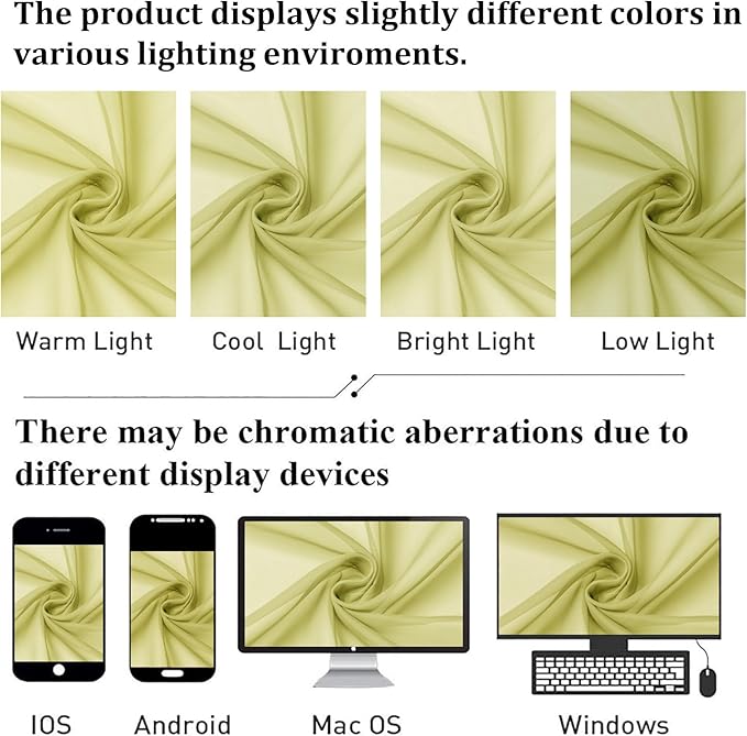 Lecloud Lemon Sheer Curtains 90 Inches Long 2 Panels, Solid Voile Privacy Airy Home Decor Living Room Curtains, Dual Rod Pockets Light Filtering Soft Drapes for Bedroom, Each Panel 42" W x 90" L