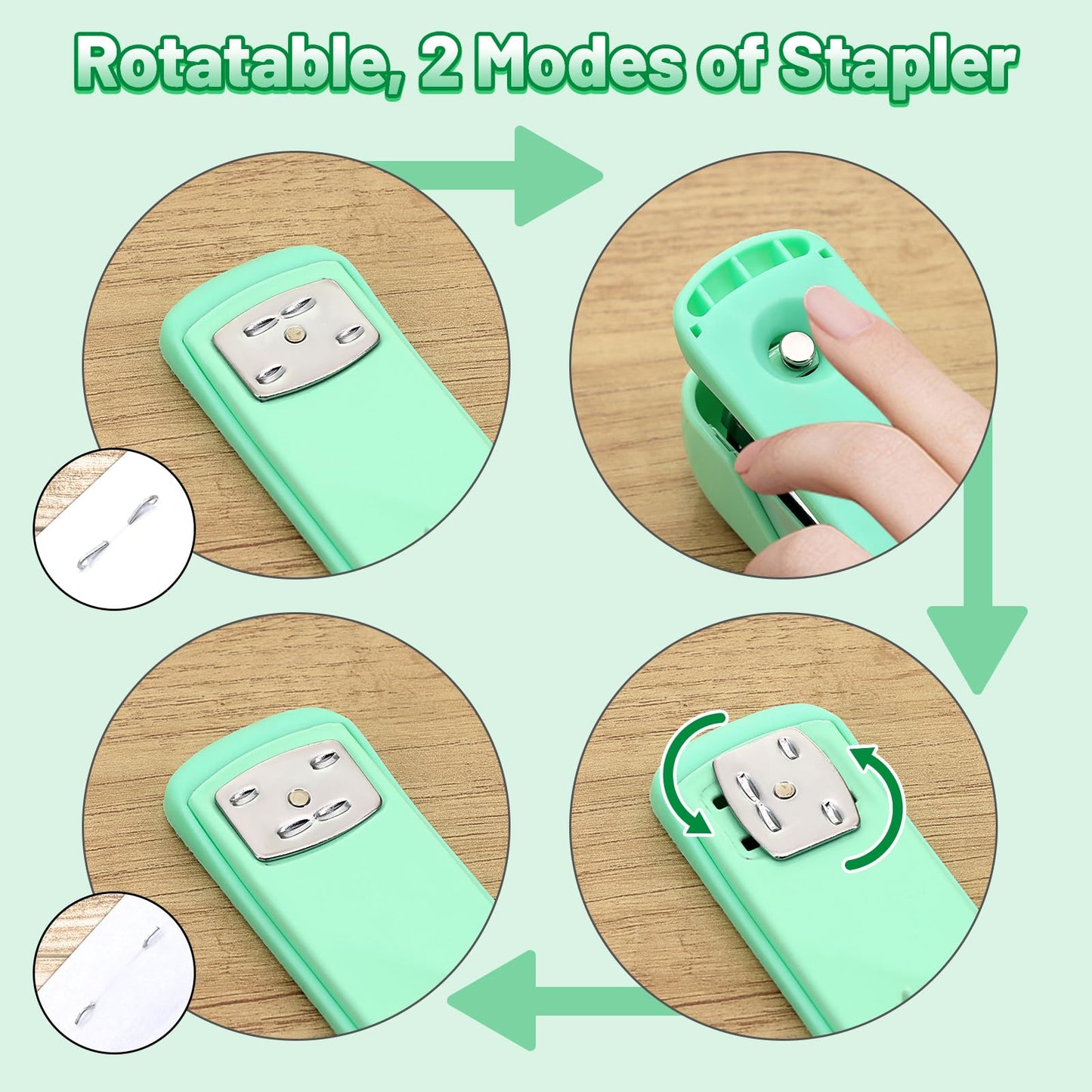 13-in-1 Office Desk Organizer Set with Stapler and Tape Dispenser, Pen Holder, Scissors, Ruler, Hole Punch, 2 Pens & More Desktop Accessories for Back to School Supplies (Green)