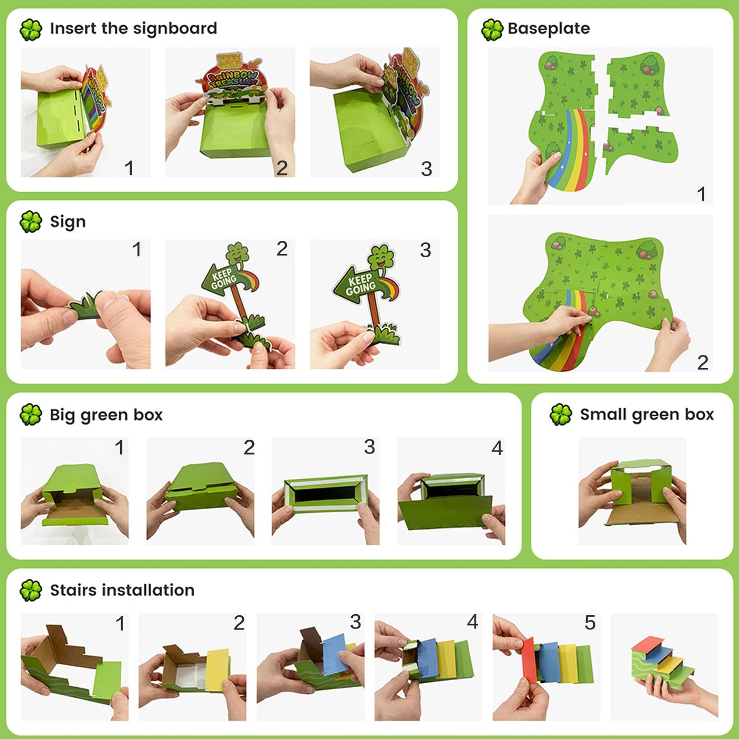 LEKSON St. Patrick’s Day Leprechaun Trap Craft Kit for Kids, Rainbow Treasure DIY Decoration Scene with Path, Signs & Accessories, Classroom & Holiday Activity Set