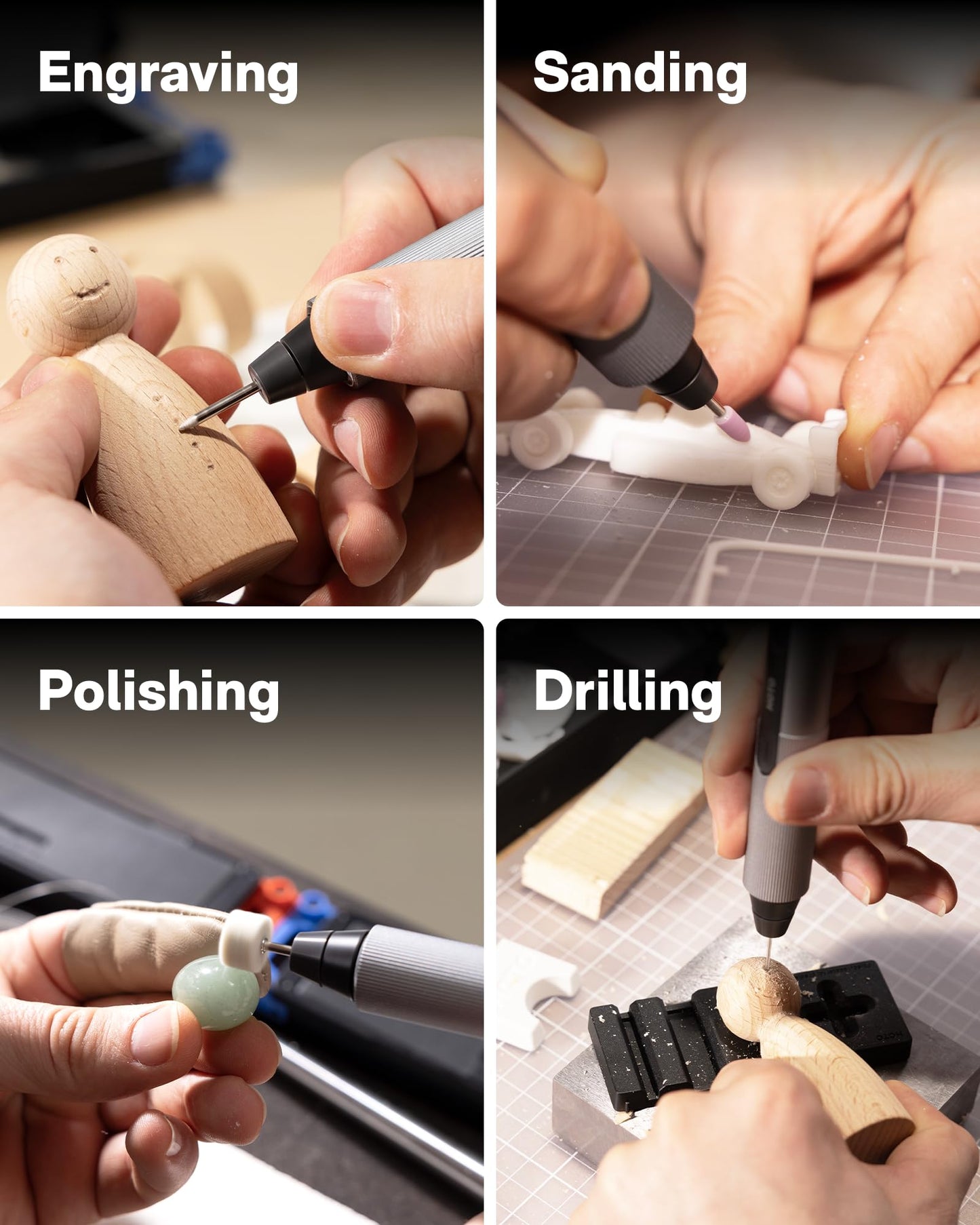 HOTO SNAPBLOQ™ R-A04 Mini Cordless Rotary Tool Kit, Coreless Motor, 22000 RPM Variable Speed, Powerful Engraving Pen, 38 Accessories for 3D Printer Sanding, Polishing, Drilling, Carving DIY Crafts
