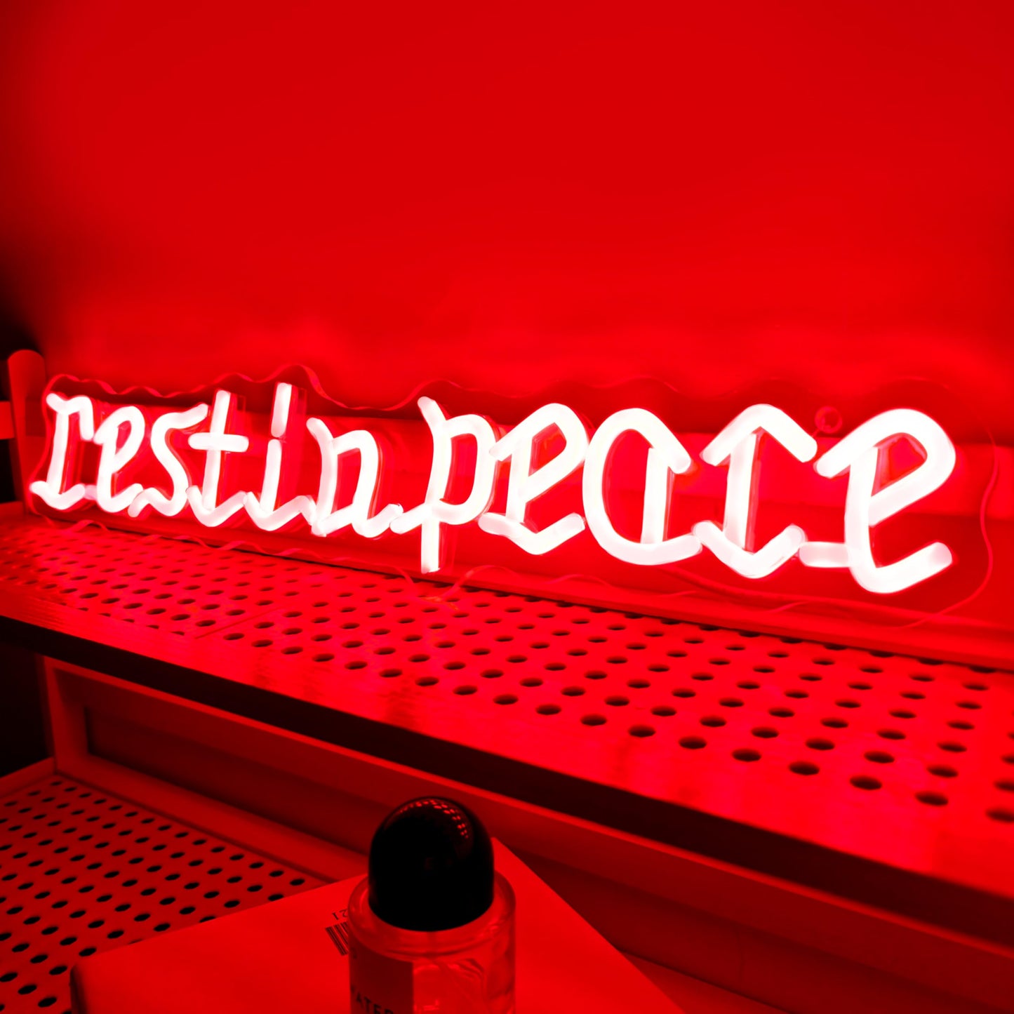 Rest in Peace Red Neon Sign Unique Gothic Halloween Decor Edgy Room Accent Light USB Powered with Dimmer for Bedroom Home Game Room Holiday Party Wall Decor