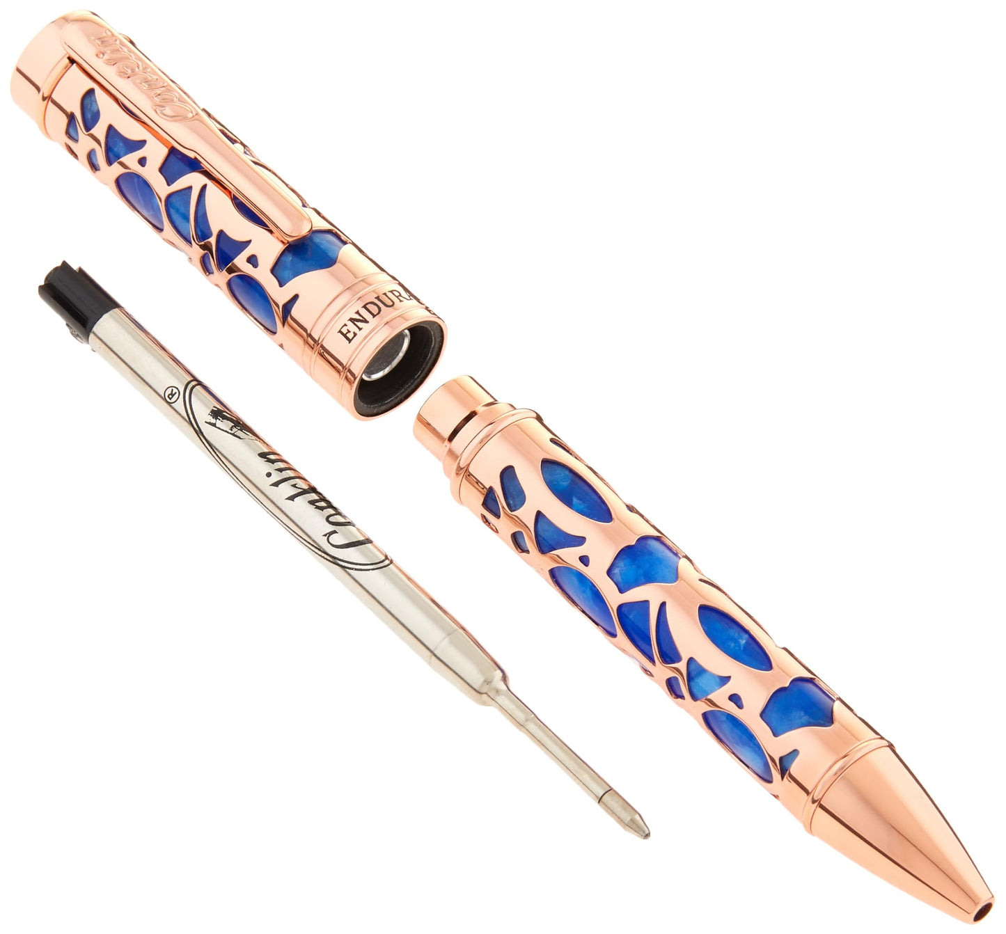 Conklin Endura Deco Crest Ballpoint Pen in Blue with Rose Gold Accents – Elegant Writing Instrument by Conklin Pen Company