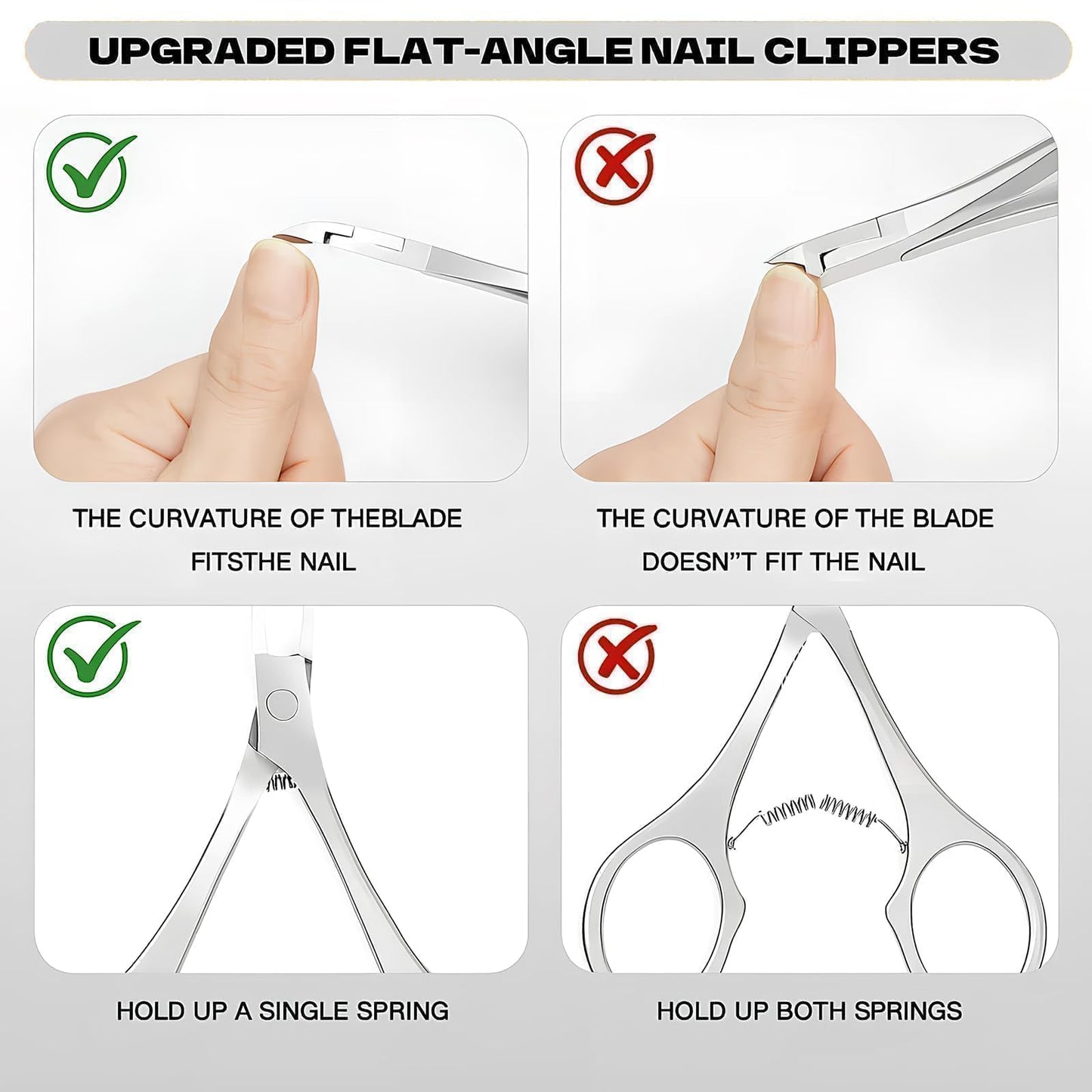 Criyar Scissor-like Handle Cuticle Nippers with Spring Action, Fine Blade Cuticle Trimmer and Remover for Manicure Pedicure Nail Tools and Supplies, Nail Scissors & Nail Clippers (Silver-1 PACK)