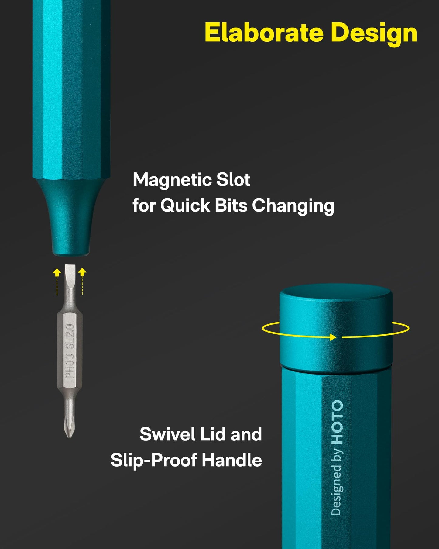 HOTO 24 in 1 Mini Screwdriver Set, Magnetic Torx Bit Set, Eyeglass Repair Kit, EDC Pen Screwdriver for Electronics, Watches, Phones, Laptops, Cameras, Gadgets for Men, Dark Turquoise