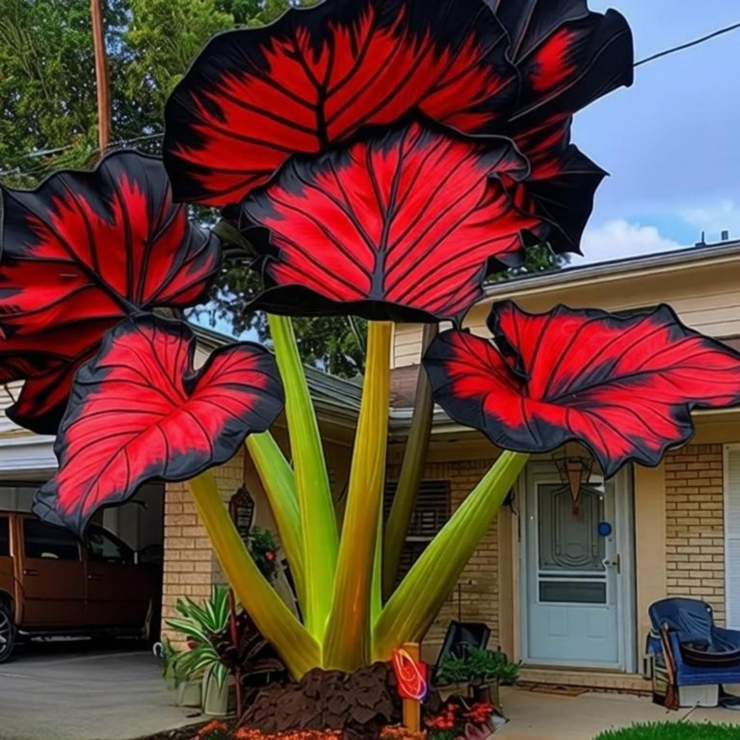 EDRHTJG Elephant Ear Oversized Foliage-Alocasia for Outdoor Sunny Patio-Heat Tolerant-Decor Natural Sunset Shades (6)