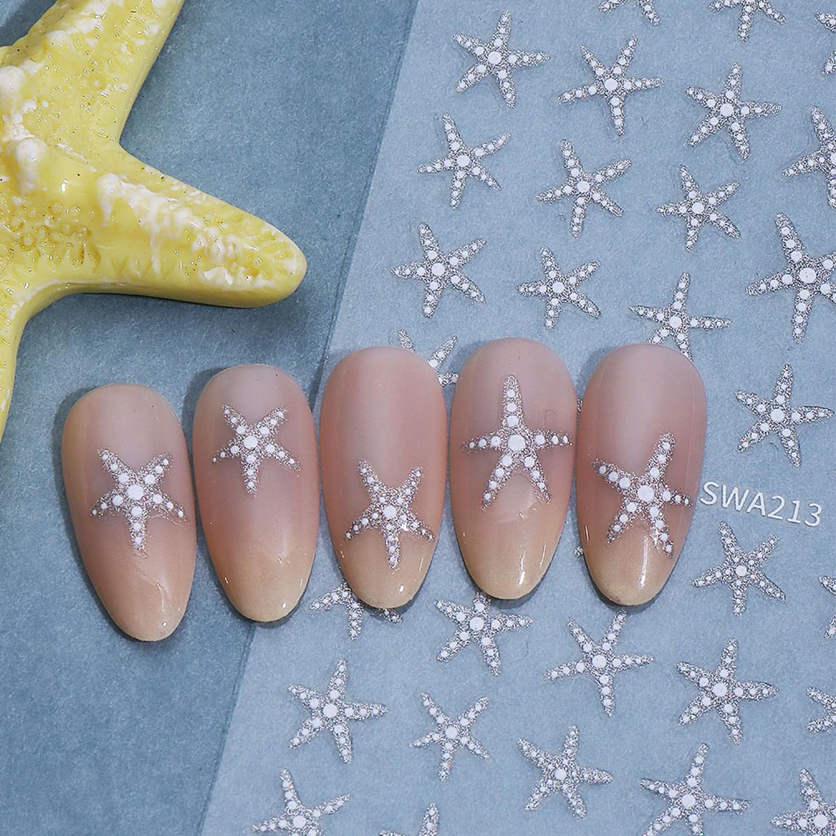 Summer Beach Nail Stickers 8 Sheets - Starfish, Sea Turtle, Palm, Fish & Whale Design, Self-Adhesive Nail Decals for Women, DIY Manicure Supplies