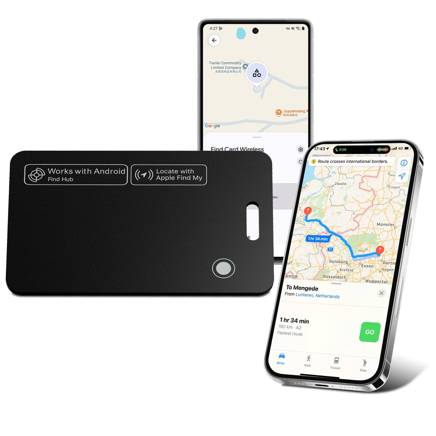 Tracker Card for iPhone & Android, Tracking Card with Apple Find My & Google's Find Hub, Rechargeable Slim Wallet Tracker Card for Wallet, Luggage, Keys,IP68 Waterproof