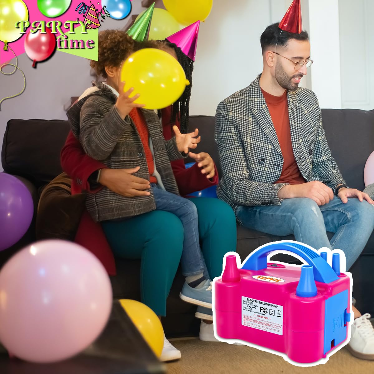 YEPVIE Electric Balloon Pump, Portable 2 Modes Balloon Blower Machine with 14 Balloon Arch Kits, Air Pump for Balloon, Ballon Inflator for Party Decoration