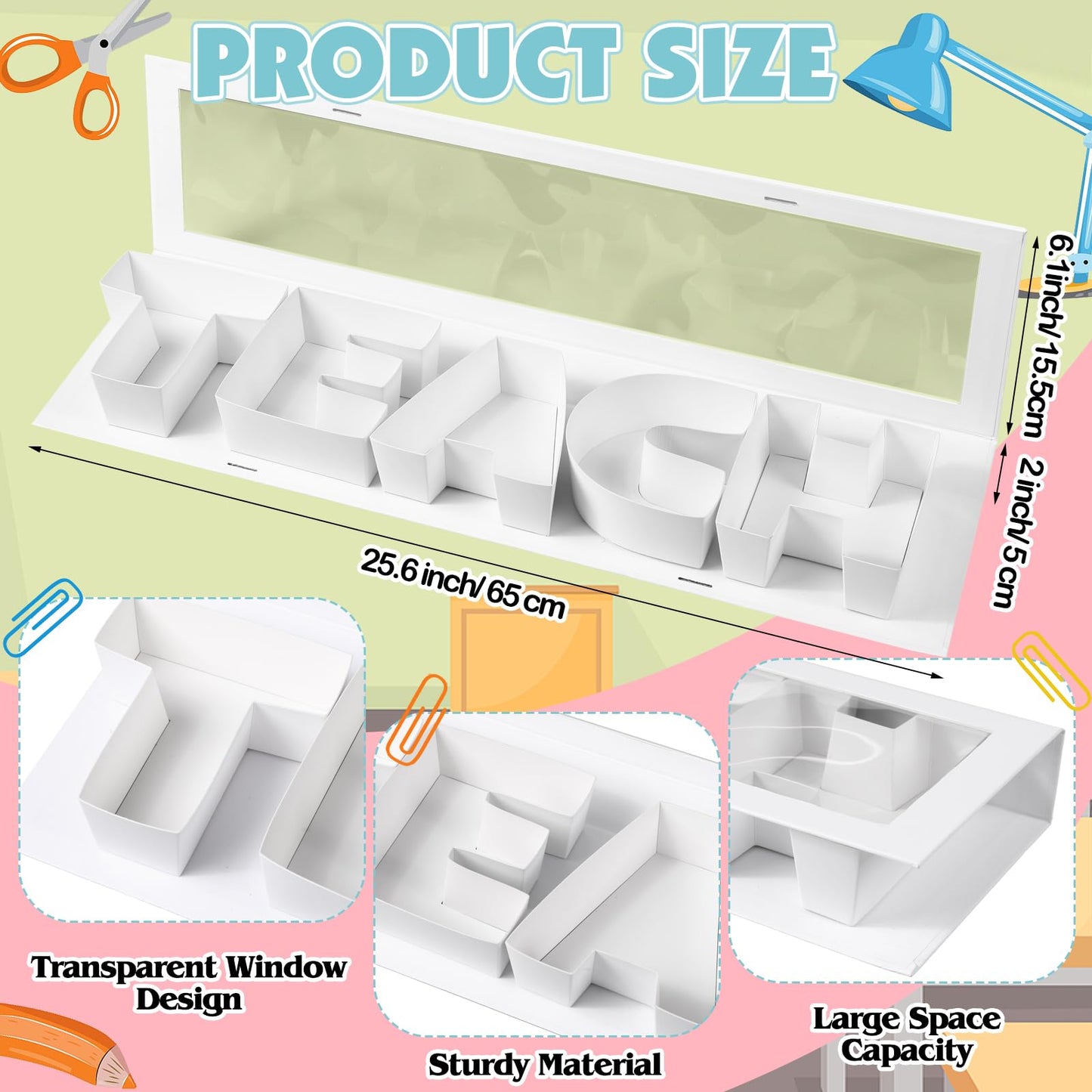 AmazingSpark Teacher Appreciation Gift Box with Stationery Thank You Gifts for Teacher Teach Letter Box with Heart Sticky Note Highlighter Stapler Scissors Paper Clips for School