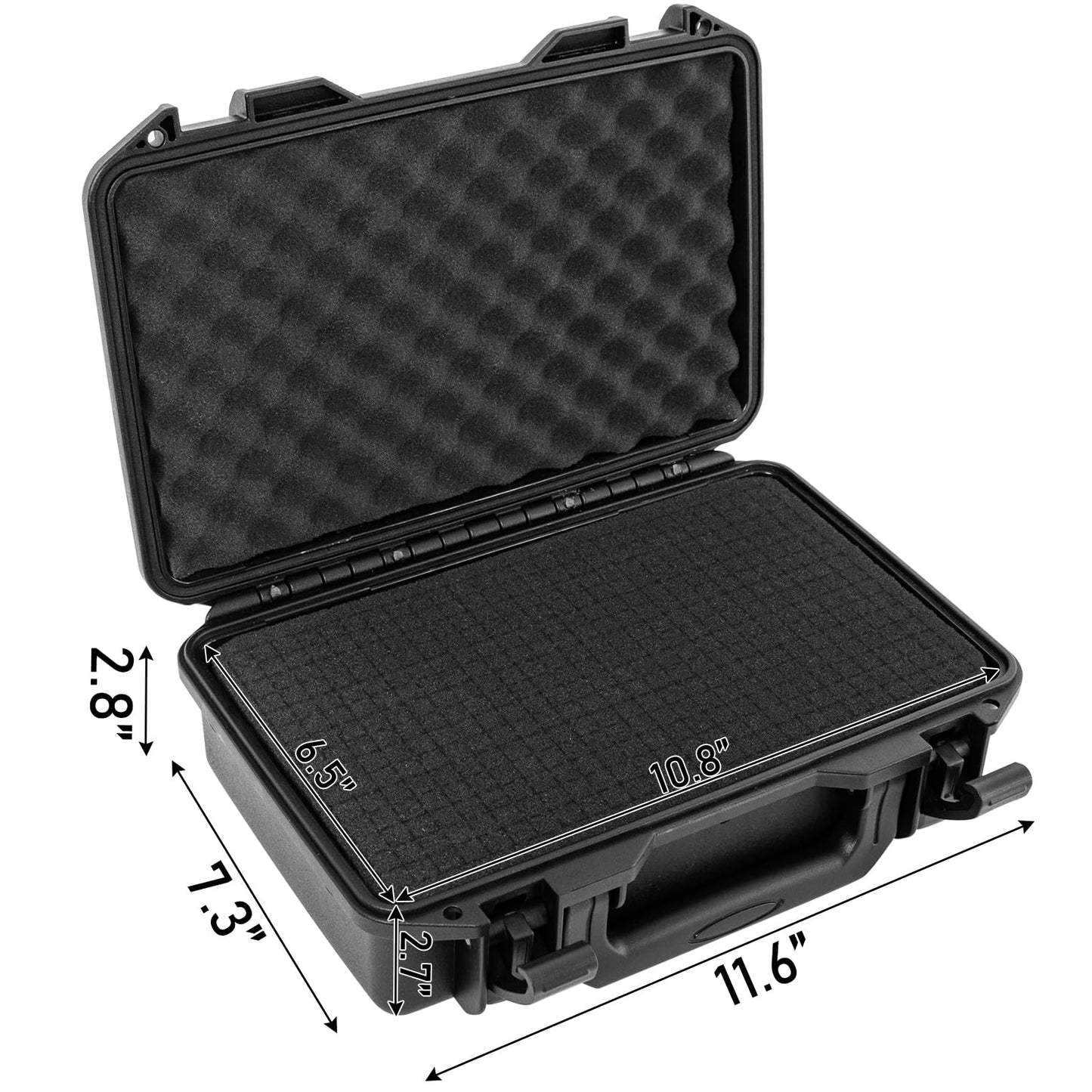 Hard Carrying Case,Shockproof Storage Box with Customizable Foam,11inch Portable Protective Tool Box for Microphone,Recorder,Electronics,Tools,Cameras,Equipment and More,11.6"x7.3"x2.8"