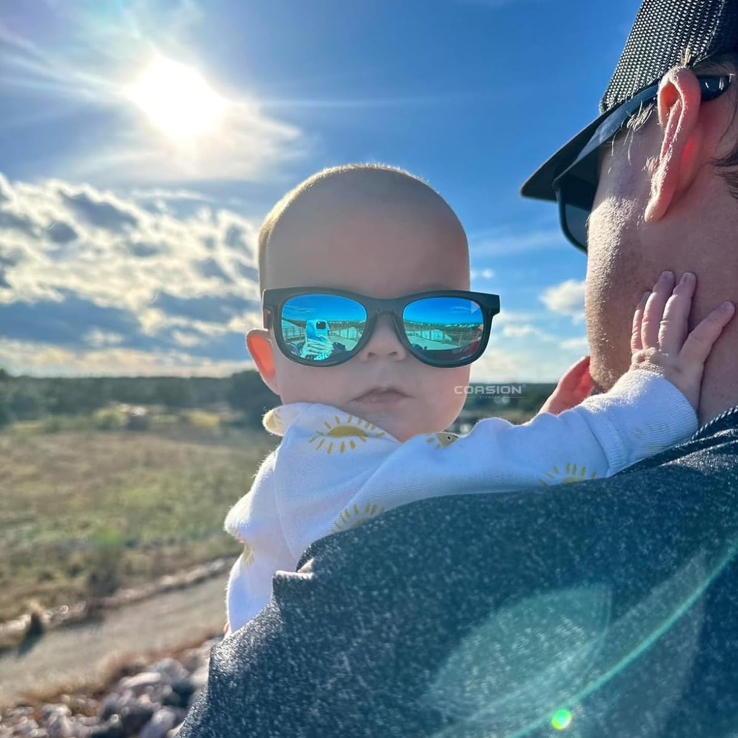 COASION 3 Pack Bendable Flexible Polarized Newborn Baby Sunglasses with Silicon Strap for Infant Boys Girls Age 0-12 Months (Black/Green Mirror + Black/Blue Mirror + Matte Black/Gray)