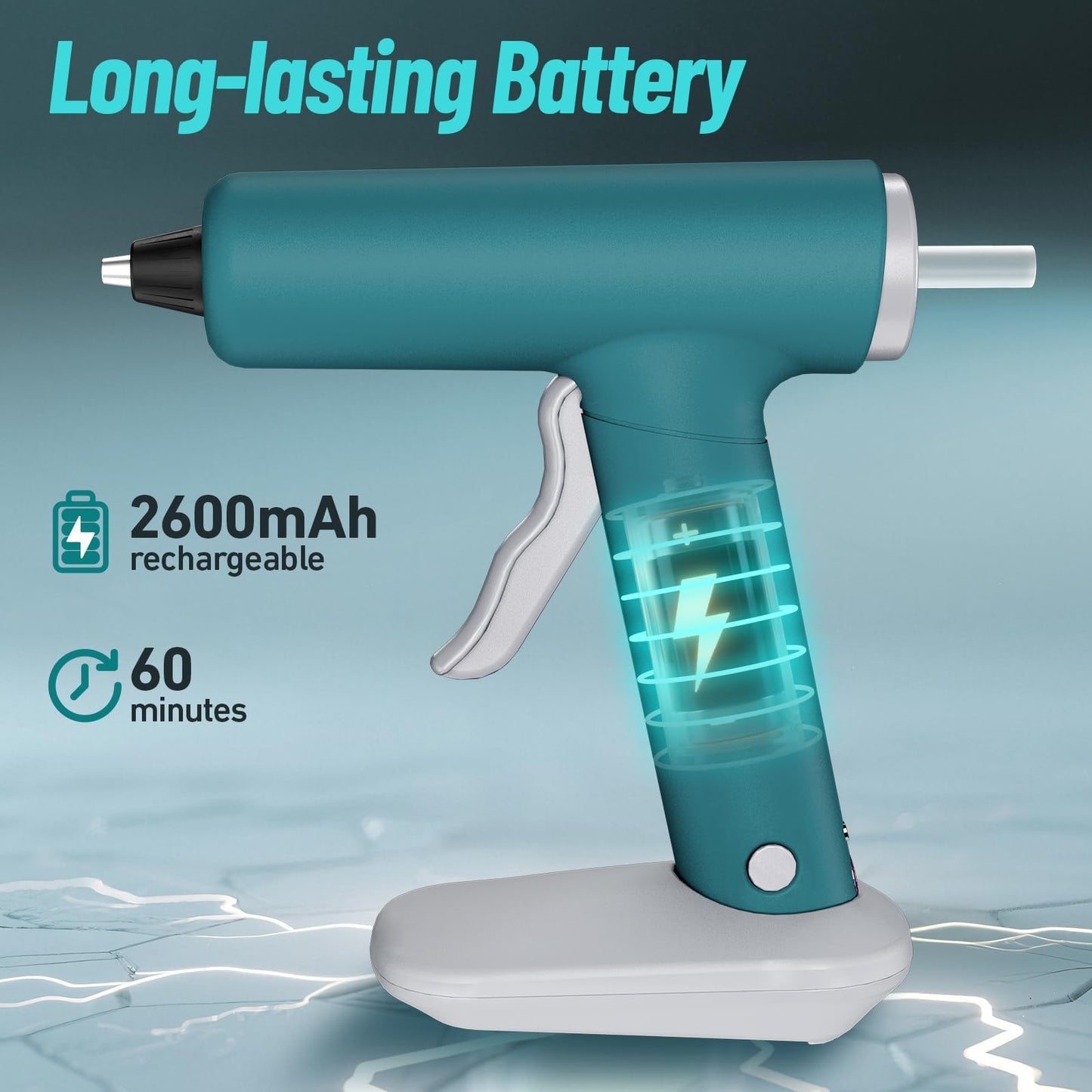 NailHsing Cordless Hot Glue Gun, Fast Heating Glue Gun Set, Stable Support Base Ideal for Crafts, DIY Arts, Home Repairs Blue