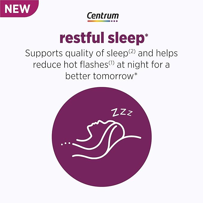 Centrum Restful Sleep Menopause Support Tablets, Supplement with Clinically Studied DailyZz and geniVida, 28 Count