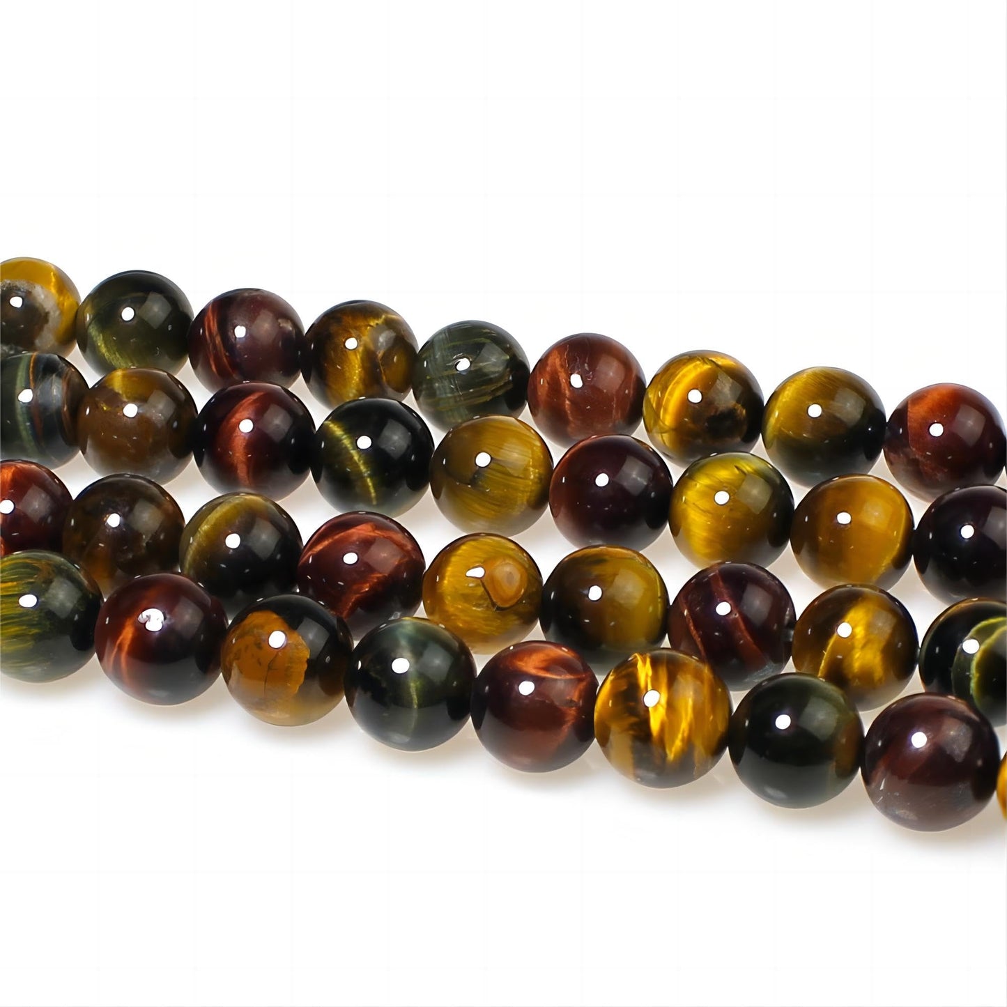MJDCB Natural Stone Beads 8mm 43pcs Round Three Color Tiger's Eye Loose Gemstone Bead Charms for Jewelry Making Bracelet Necklace Earring Pendant