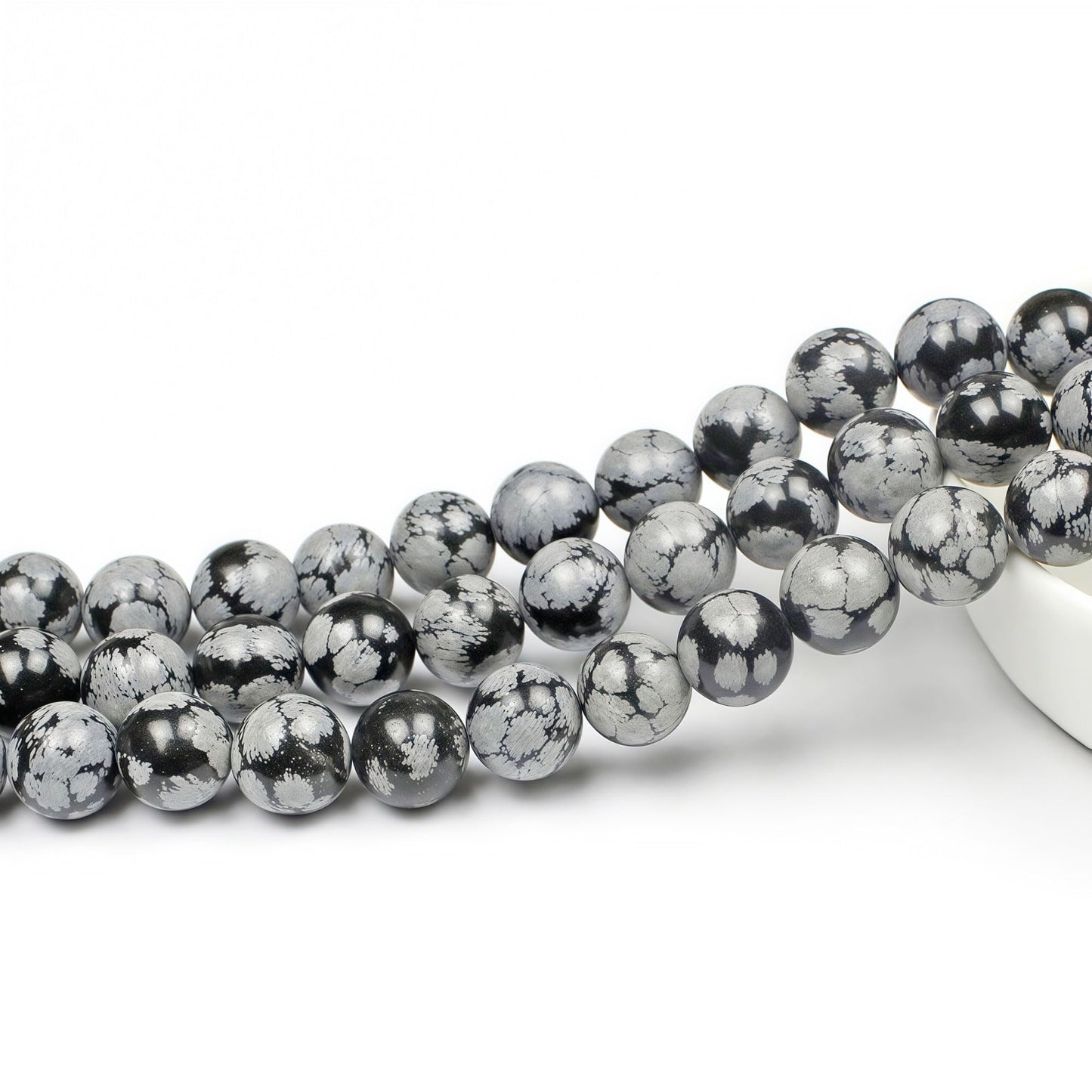MJDCB Snowflake Obsidian Beads Round Natural Stone Beads for Jewelry Making DIY Bracelet (6mm)