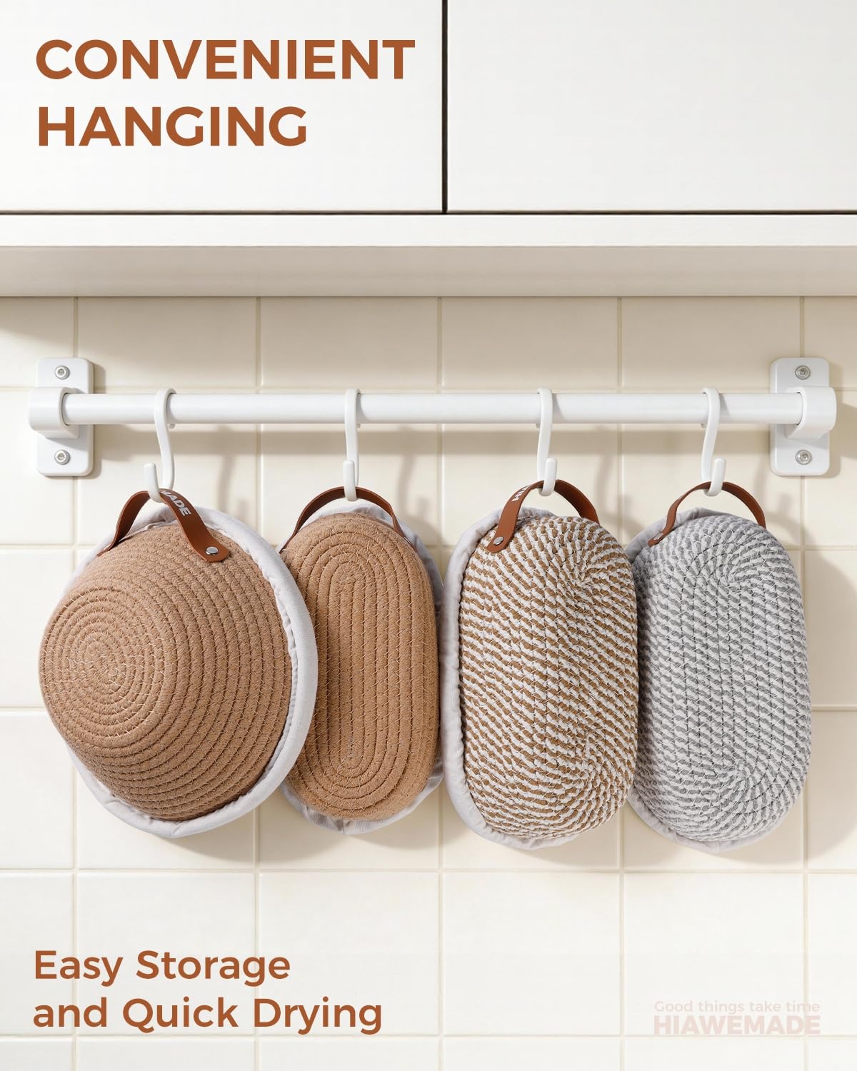 HIAWEMADE Banneton Bread Proofing Basket, Natural Cotton Rope Bread Baskets with Reusable Liners & Dust Covers, Artisan Sourdough Bread Baking Supplies, 2pcs - 10" Oval