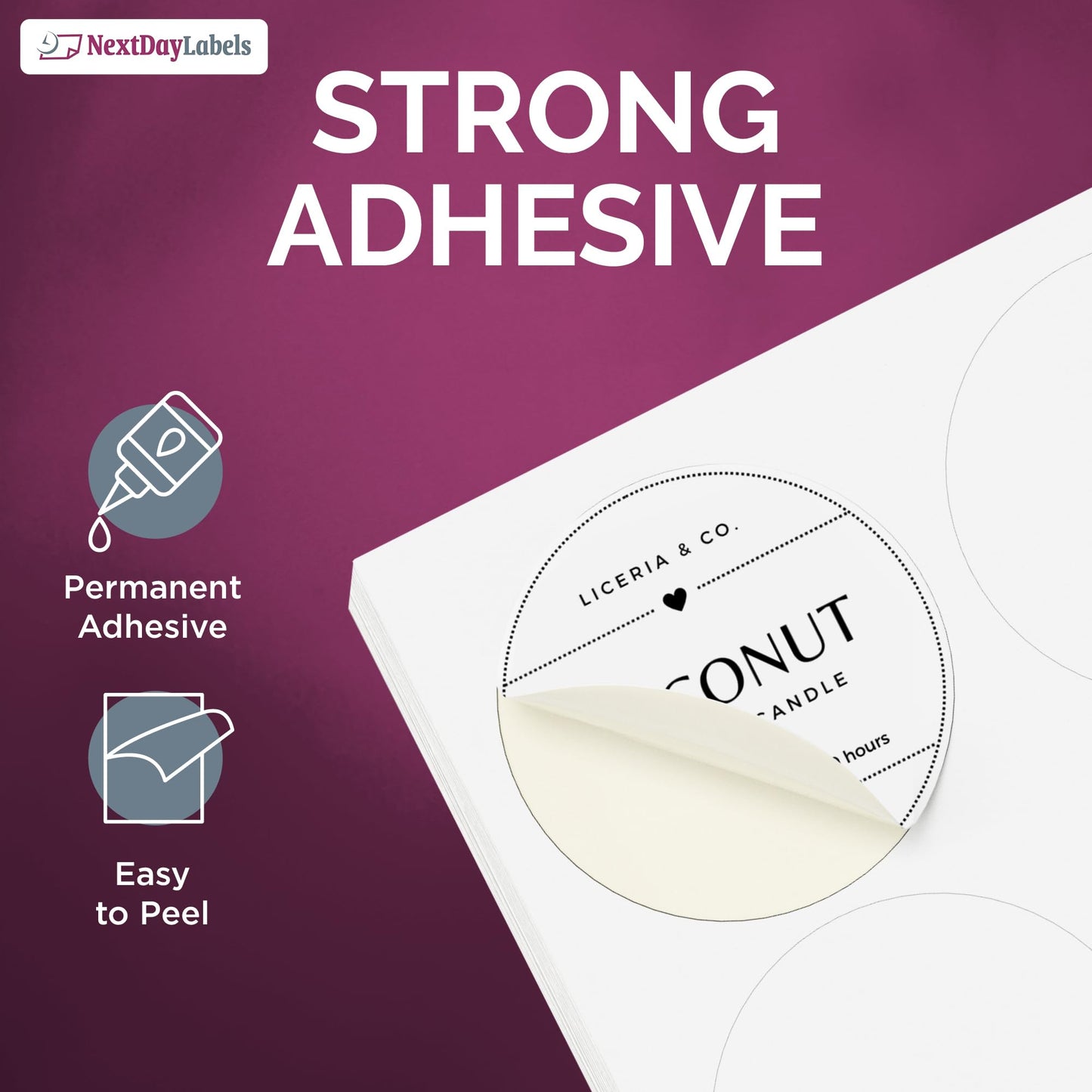 NextDayLabels 1.5 Inch Round Circle Stickers White Blank Labels for Laser Inkjet Printer - 30 Per Sheet Self-Adhesive Jar Candle Product Made in USA - 750 Labels