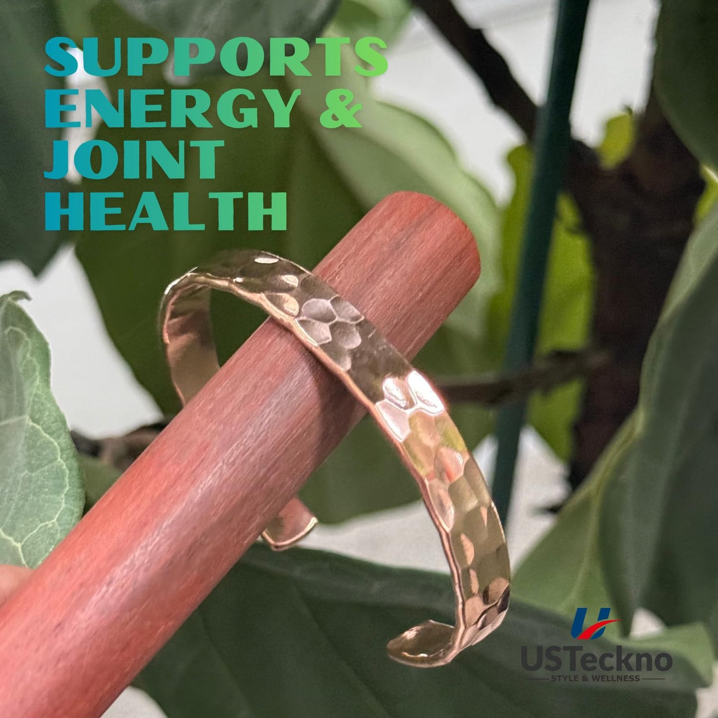 USTeckno Hand Forged 100% Pure Copper Bracelet. Made with Premium Solid High Gauge Copper and Health benefits. Enhance your well-being in style