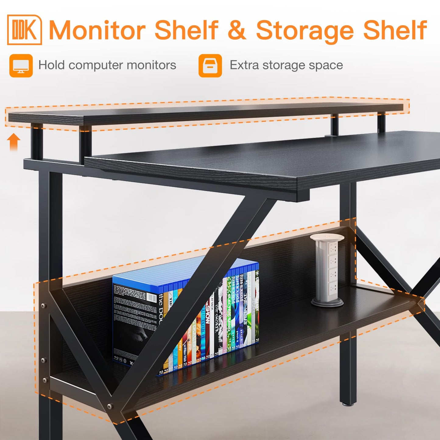 ODK Small Desk, 27.5 Inch Computer Desk for Small Spaces, Study Desk with Storage & Monitor Stand, Black