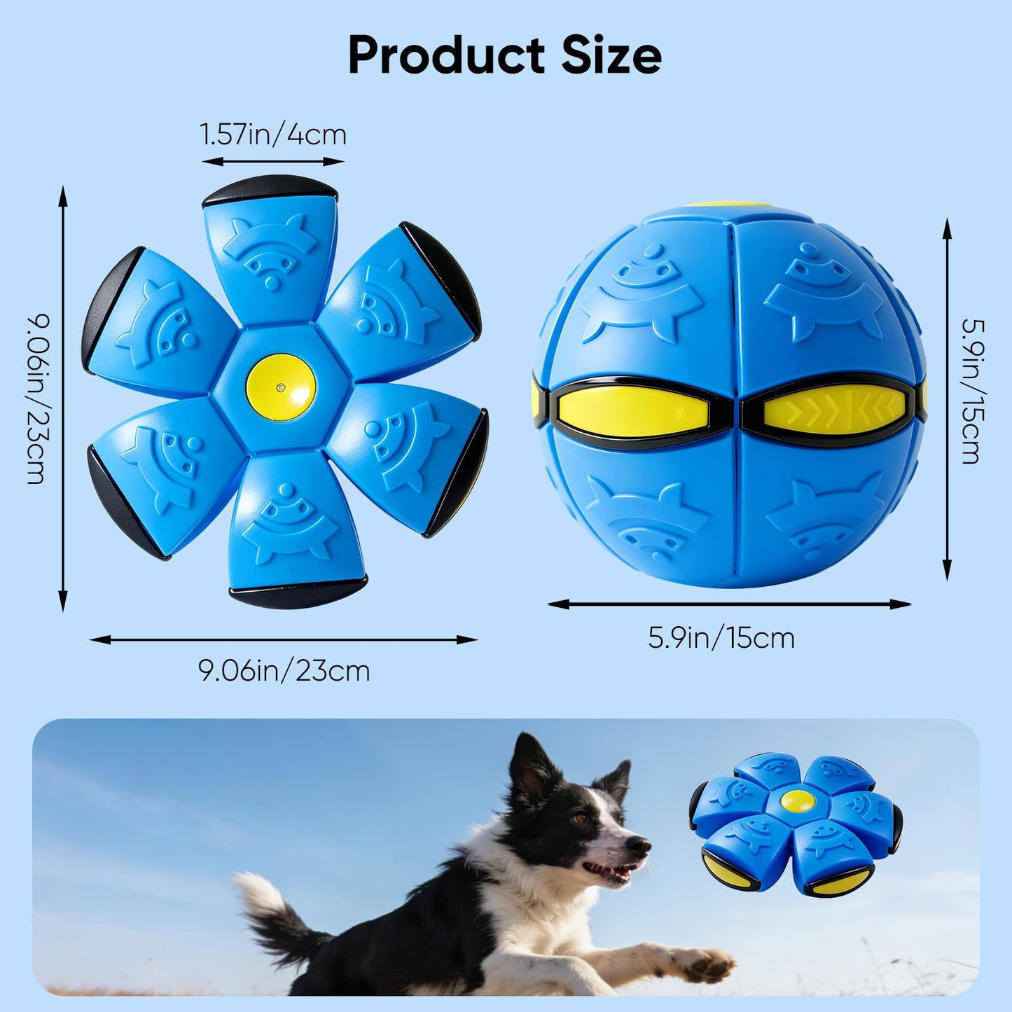 LzzzFZCF 3 PCS Magic Bouncing Doggy Disc Balls with 6 LED Lights, Flying Saucer Ball Toy for Large Medium Small Dogs, Transforming Pop Up Ball for Kids & Pets, Outdoor Interactive Magic Meta Ball