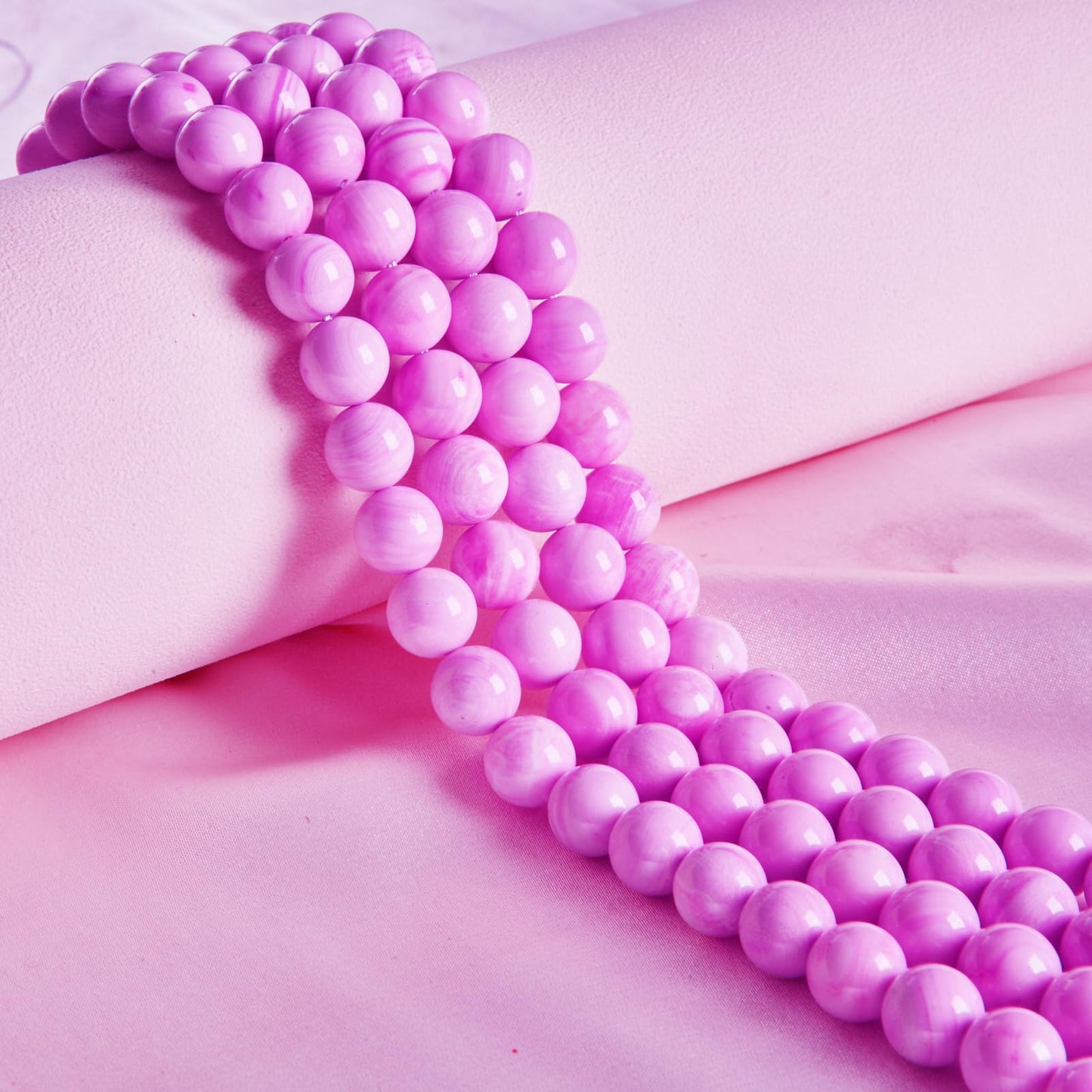 60pcs 6mm Pink Shell Jasper Beads Natural Gemstone Beads Round Loose Beads for Jewelry Making