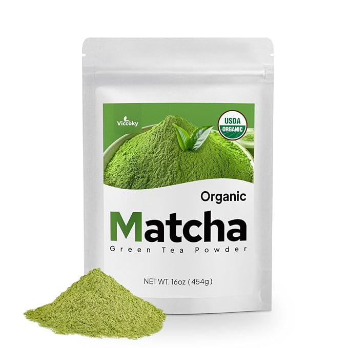 Viccoky Culinary Matcha Powder 16 oz | Pro-Baking Grade | USDA Organic | Sugar-Free | Bulk Matcha Green Tea Powder for Cookies Cakes Smoothies
